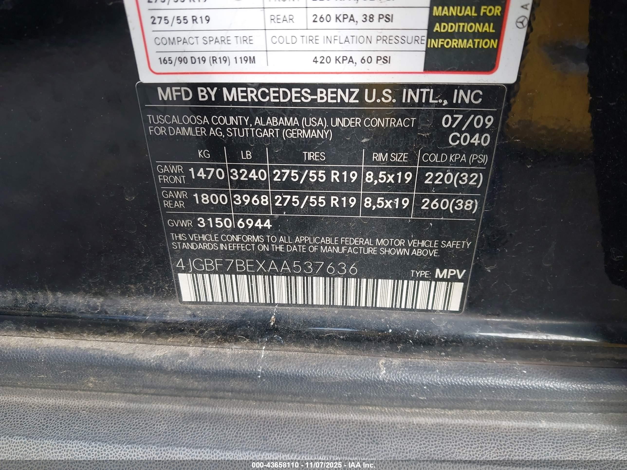 2010 Mercedes-benz Gl 450 4matic Черный vin: 4JGBF7BEXAA537636