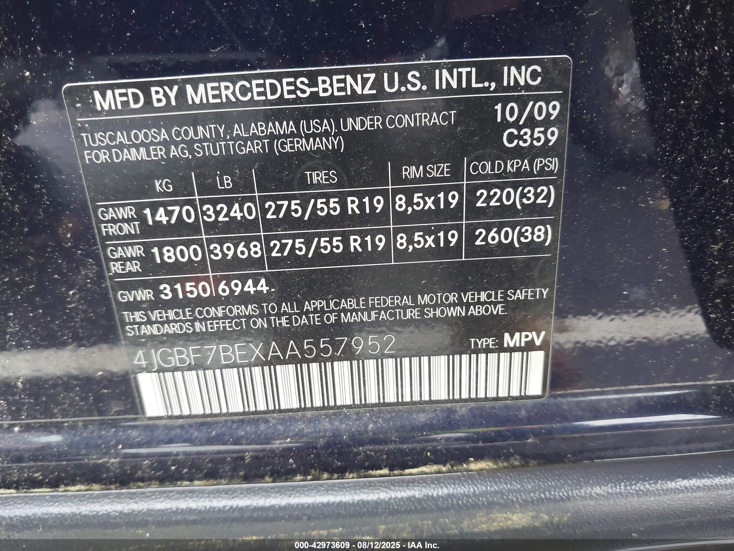 2010 Mercedes-benz Gl 450 4matic Dark Blue vin: 4JGBF7BEXAA557952