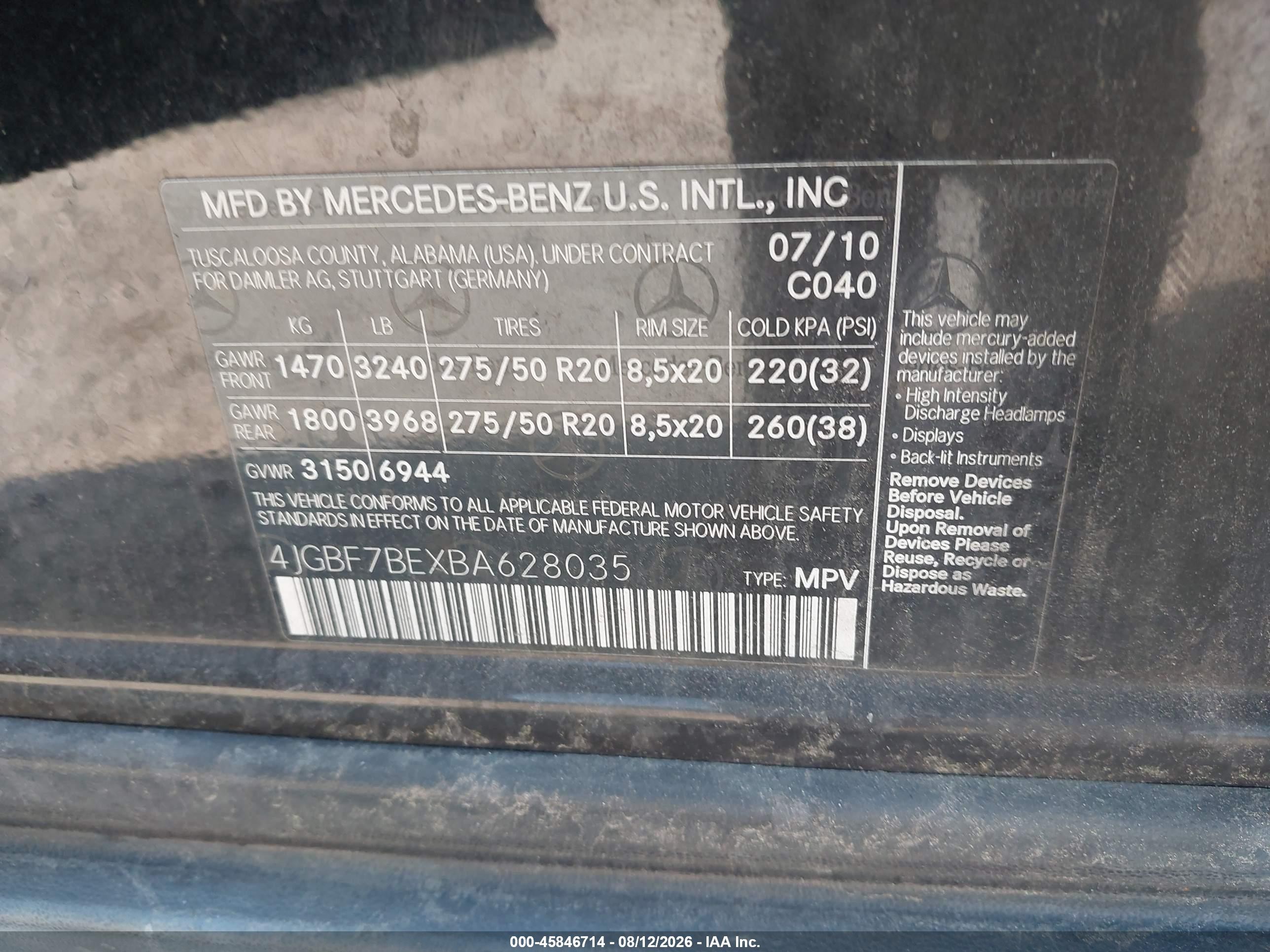 2011 Mercedes-benz Gl 450 4matic Black vin: 4JGBF7BEXBA628035