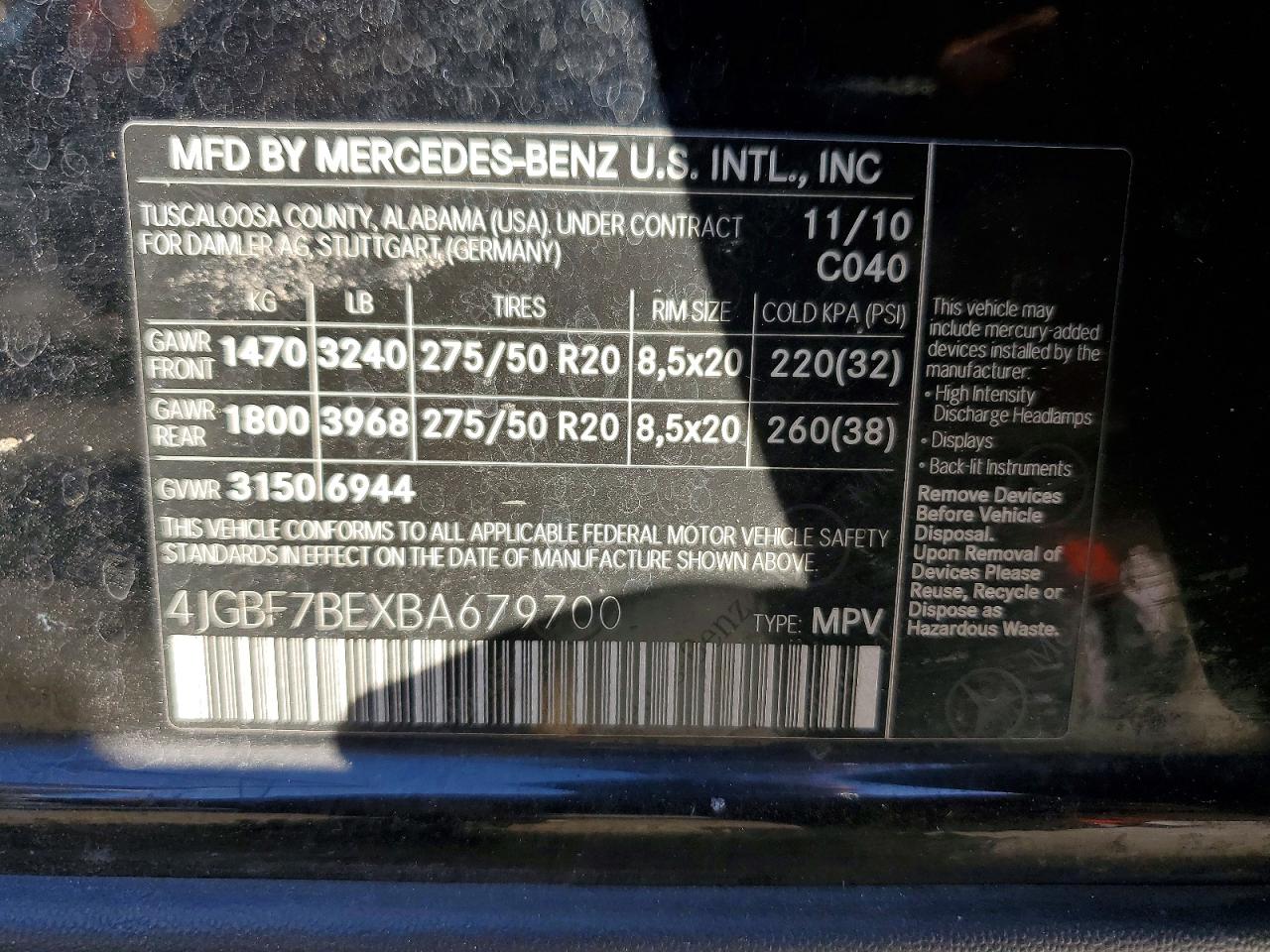 2011 Mercedes-benz Gl 450 4matic Black vin: 4JGBF7BEXBA679700
