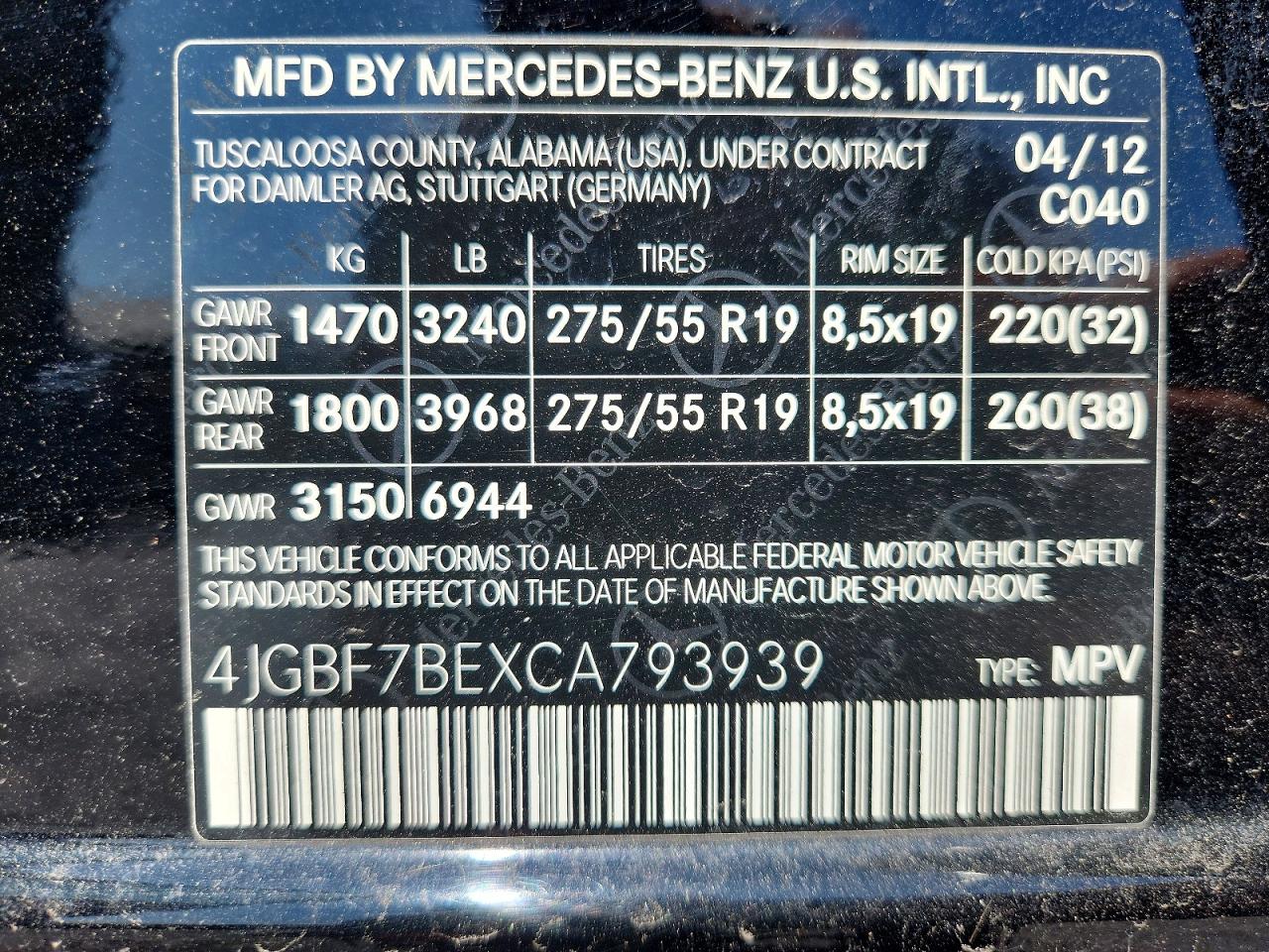 2012 Mercedes-benz Gl 450 4matic Black vin: 4JGBF7BEXCA793939