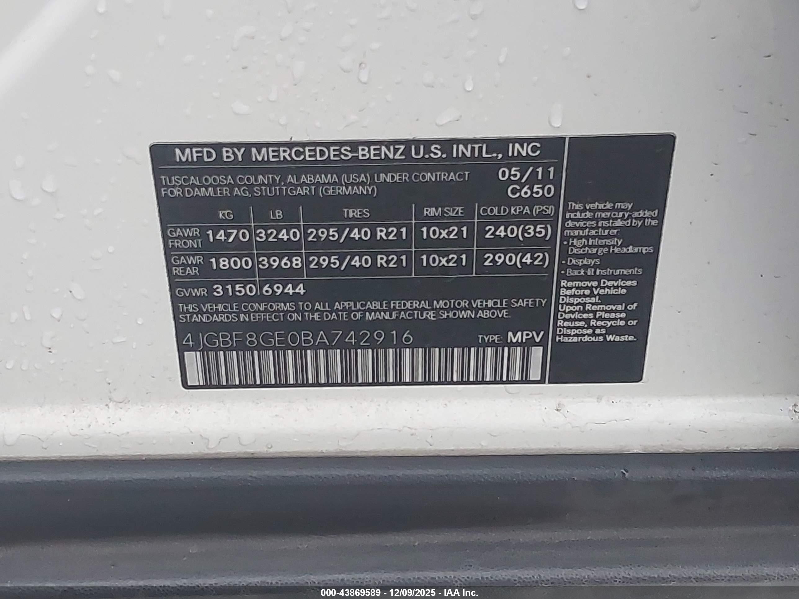 2011 Mercedes-benz Gl 550 4matic Белый vin: 4JGBF8GE0BA742916
