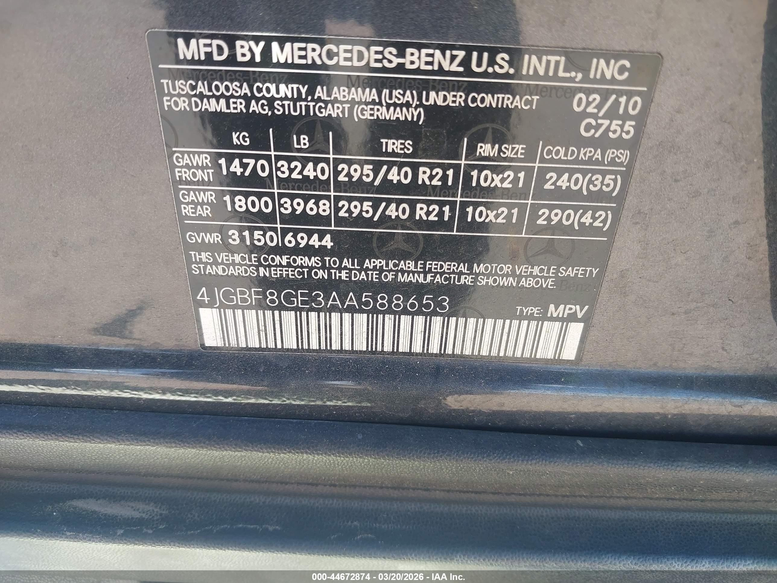 2010 Mercedes-benz Gl 550 4matic Gray vin: 4JGBF8GE3AA588653