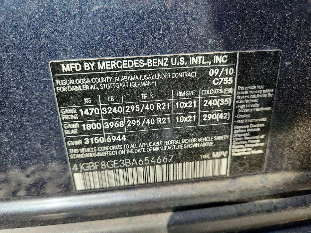 2011 Mercedes-benz Gl 550 4matic Gray vin: 4JGBF8GE3BA654667