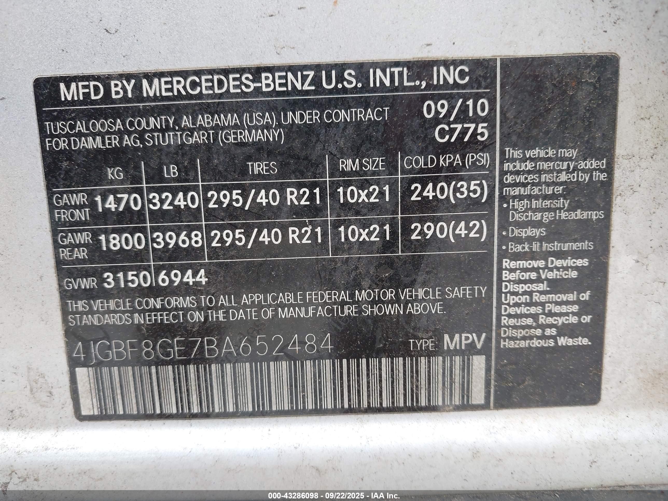 2011 Mercedes-benz Gl 550 4matic Серебряный vin: 4JGBF8GE7BA652484