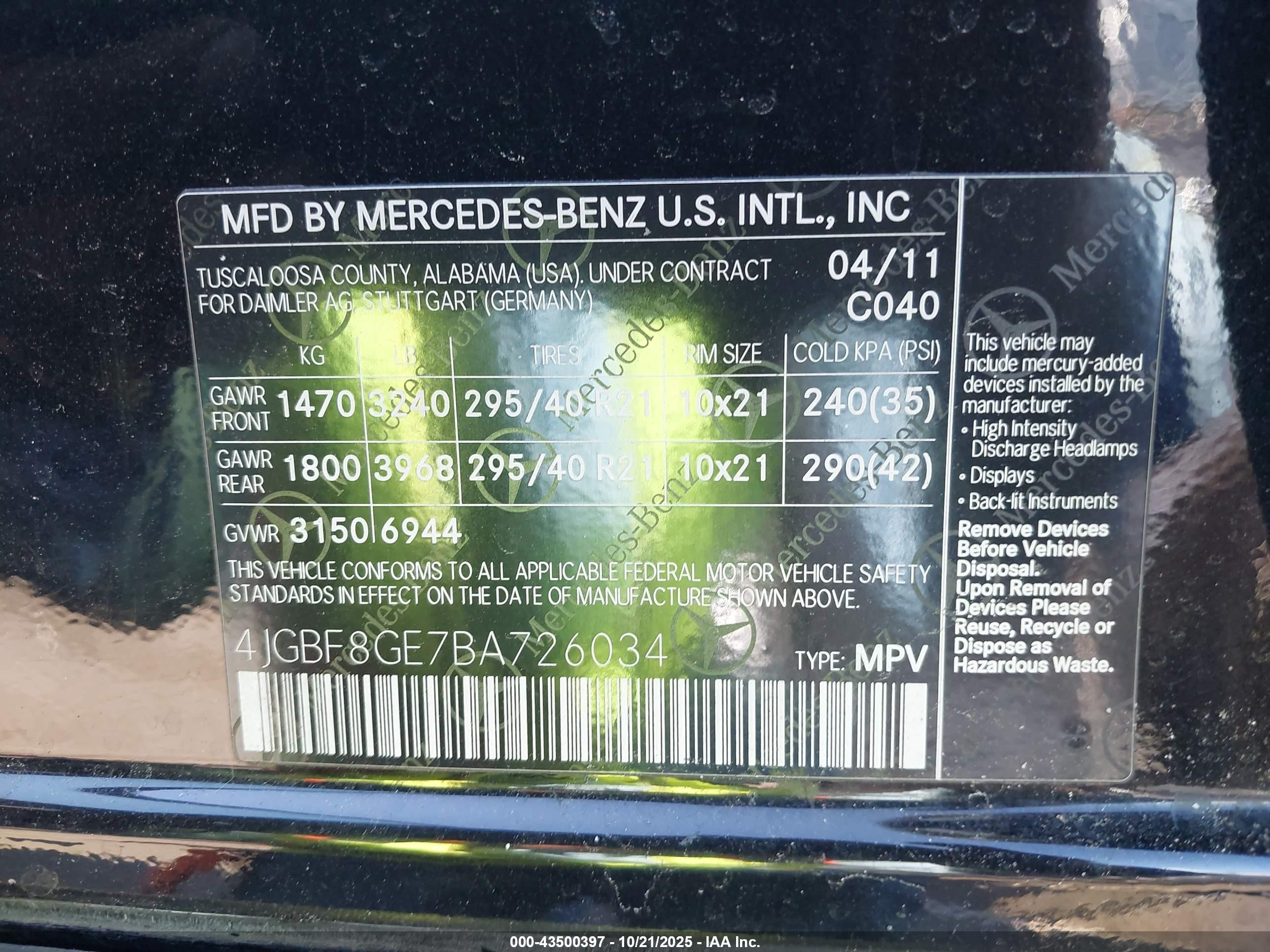 2011 Mercedes-benz Gl 550 4matic Black vin: 4JGBF8GE7BA726034