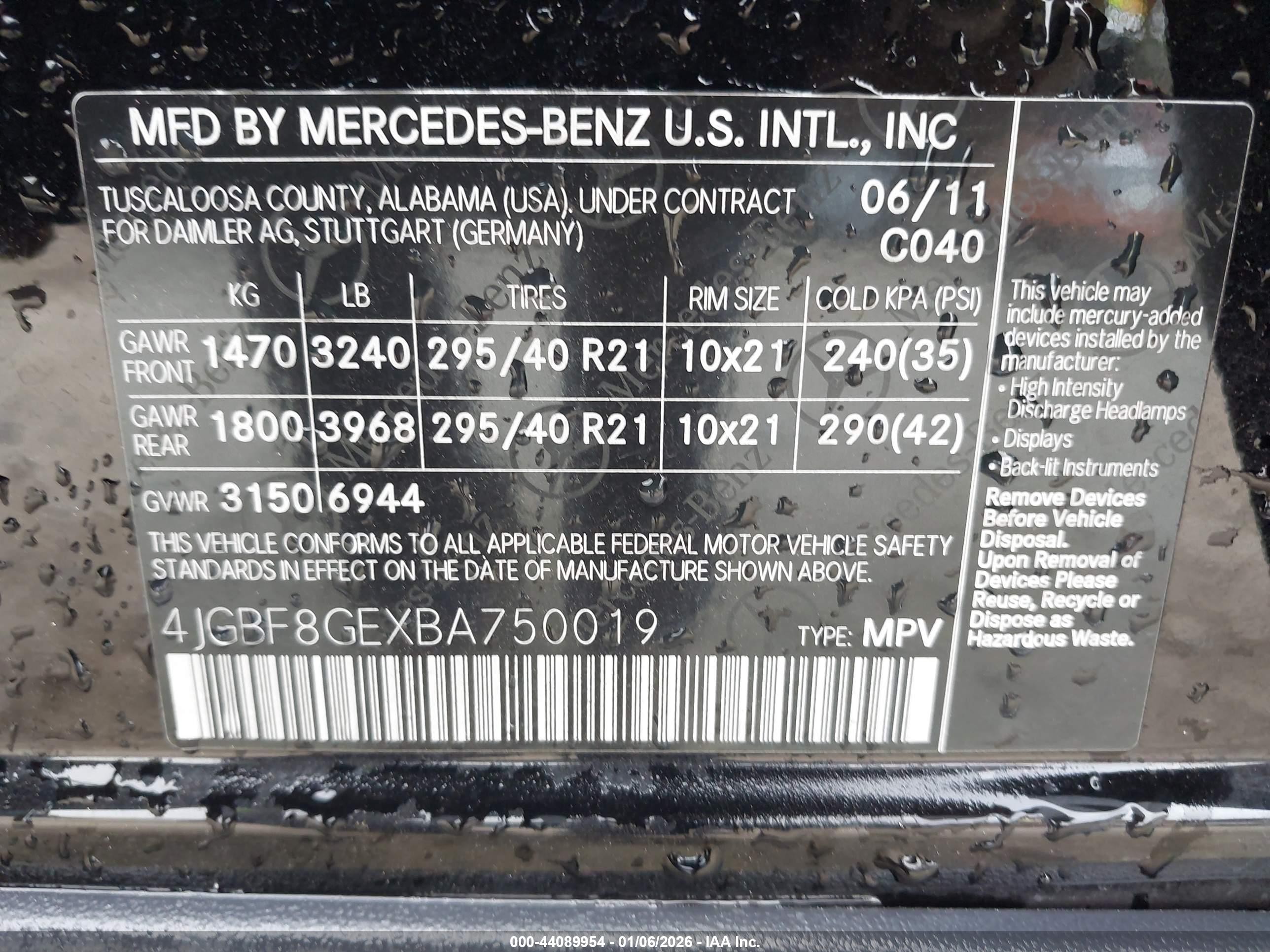 2011 Mercedes-benz Gl 550 4matic Black vin: 4JGBF8GEXBA750019