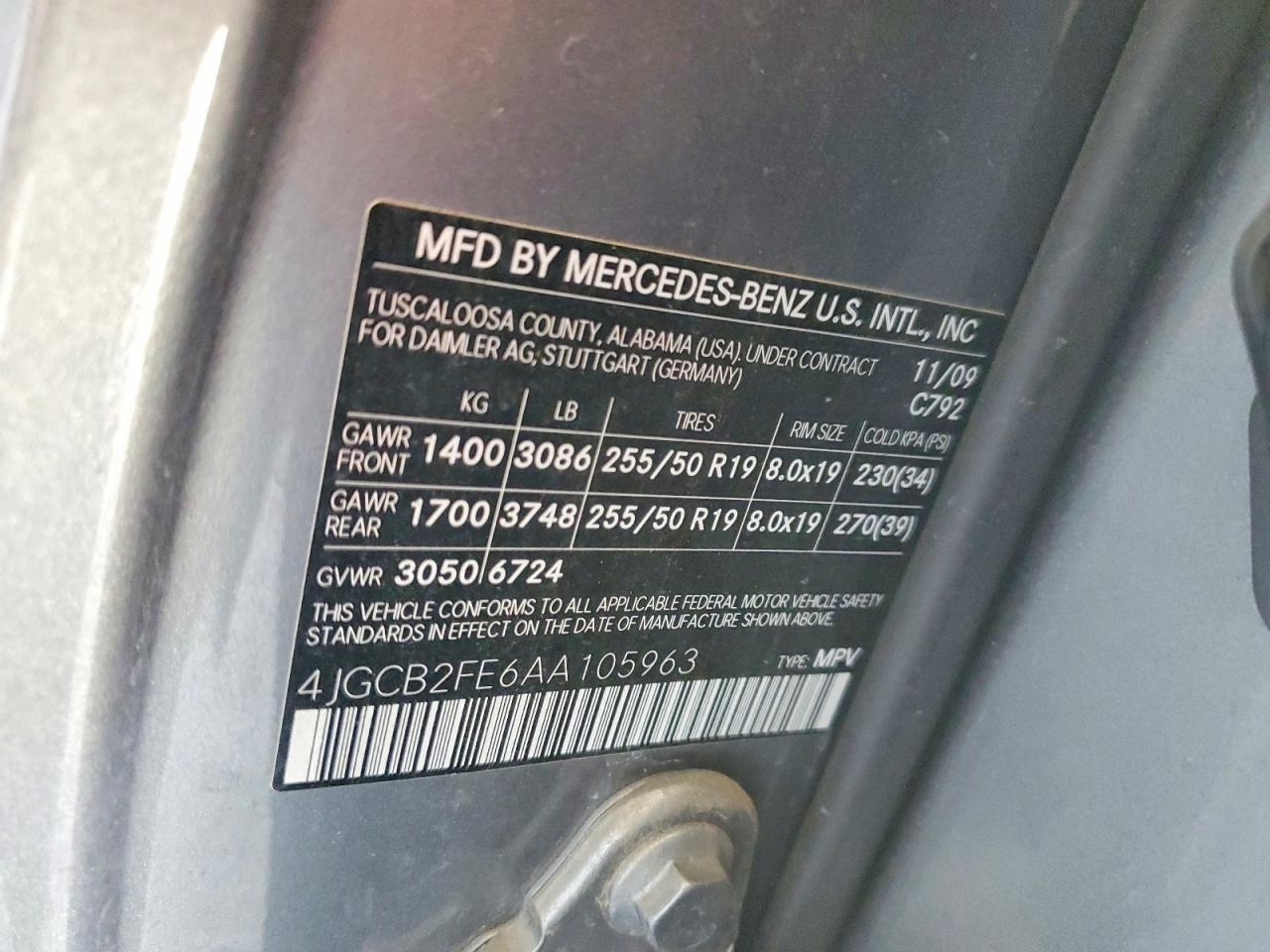 2010 Mercedes-benz R 350 Bluetec Gray vin: 4JGCB2FE6AA105963