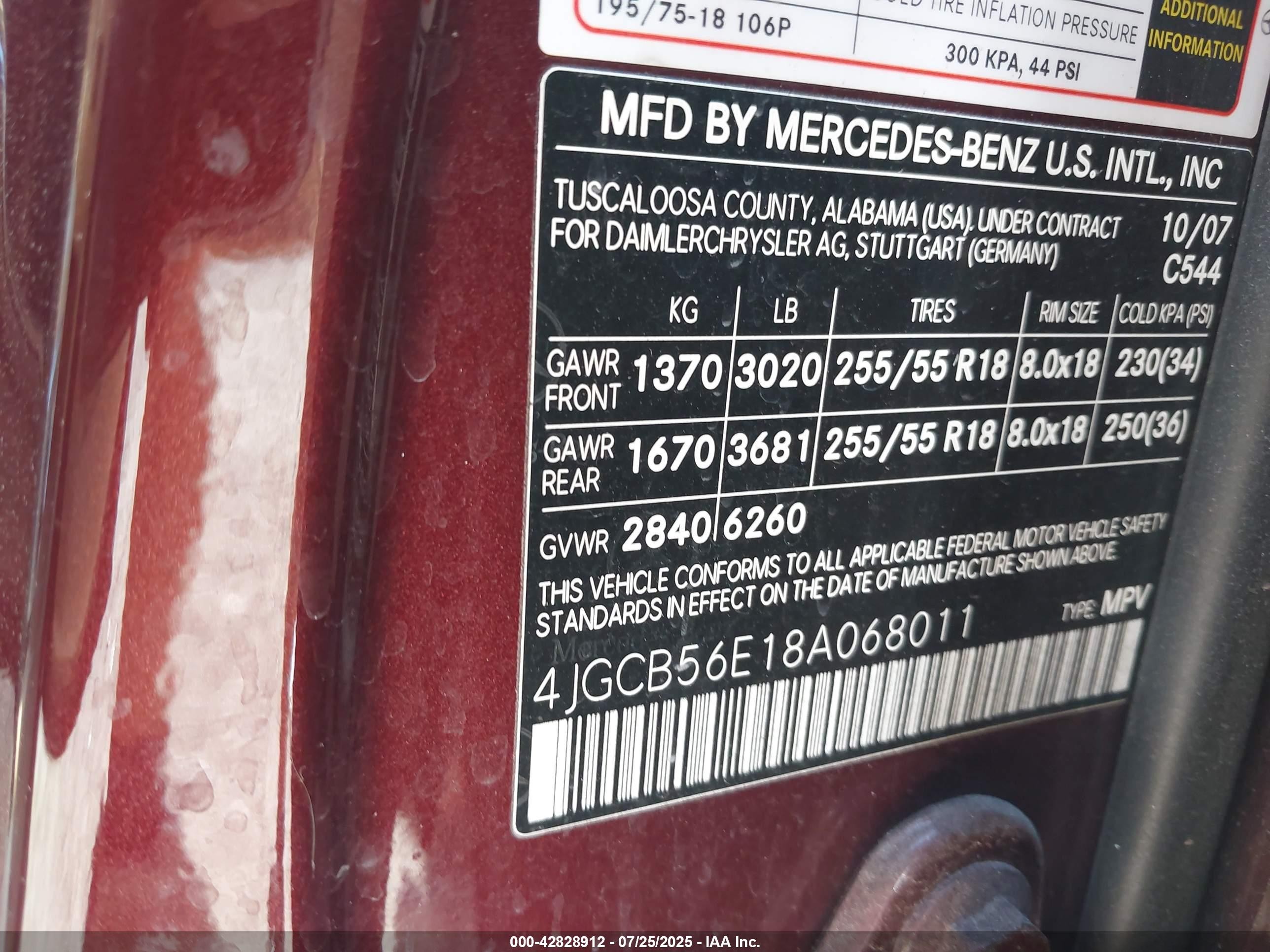 2008 Mercedes-benz R 350   Burgundy vin: 4JGCB56E18A068011