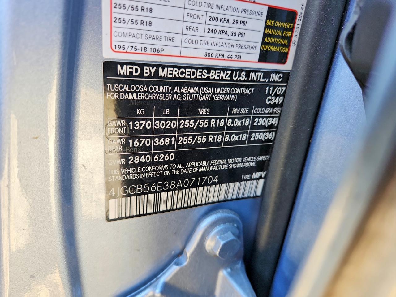 2008 Mercedes-benz R 350 Blue vin: 4JGCB56E38A071704