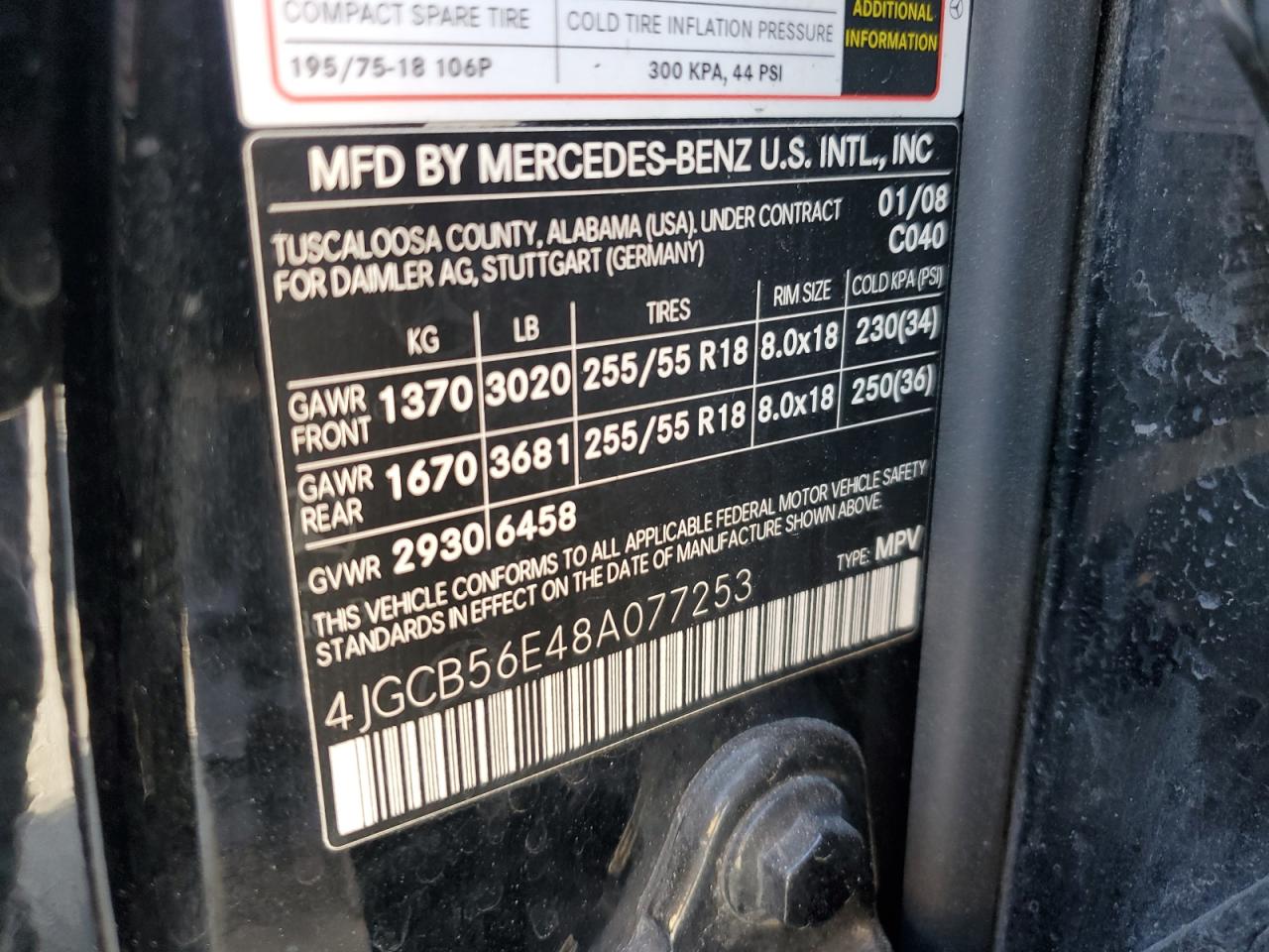 2008 Mercedes-benz R 350 Black vin: 4JGCB56E48A077253