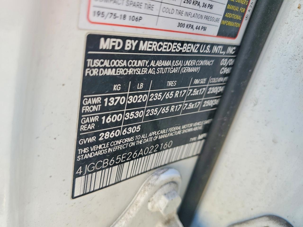 2006 Mercedes-benz R 350 White vin: 4JGCB65E26A022160