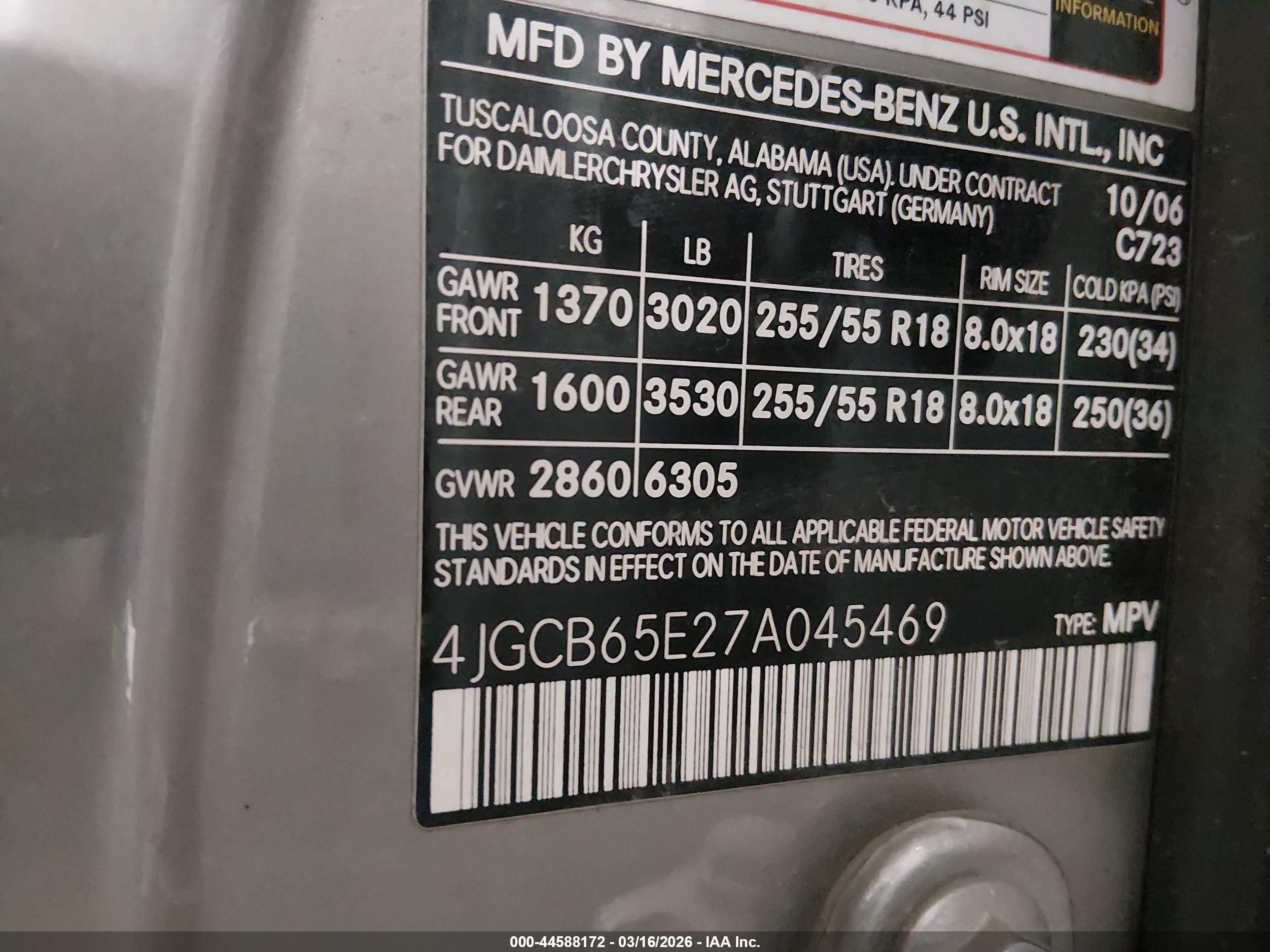 2007 Mercedes-benz R 350 4matic Beige vin: 4JGCB65E27A045469