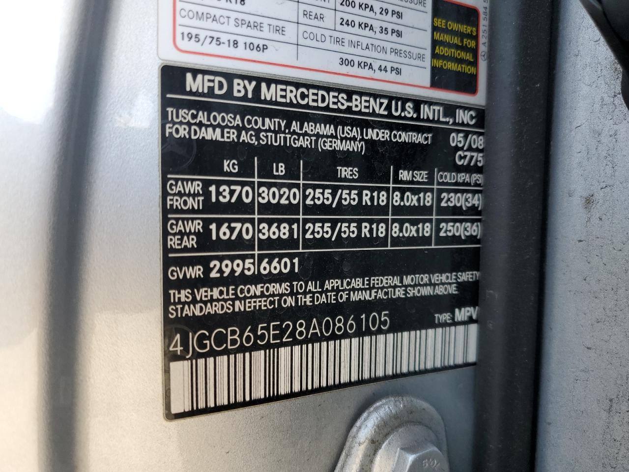 2008 Mercedes-benz R 350 Silver vin: 4JGCB65E28A086105