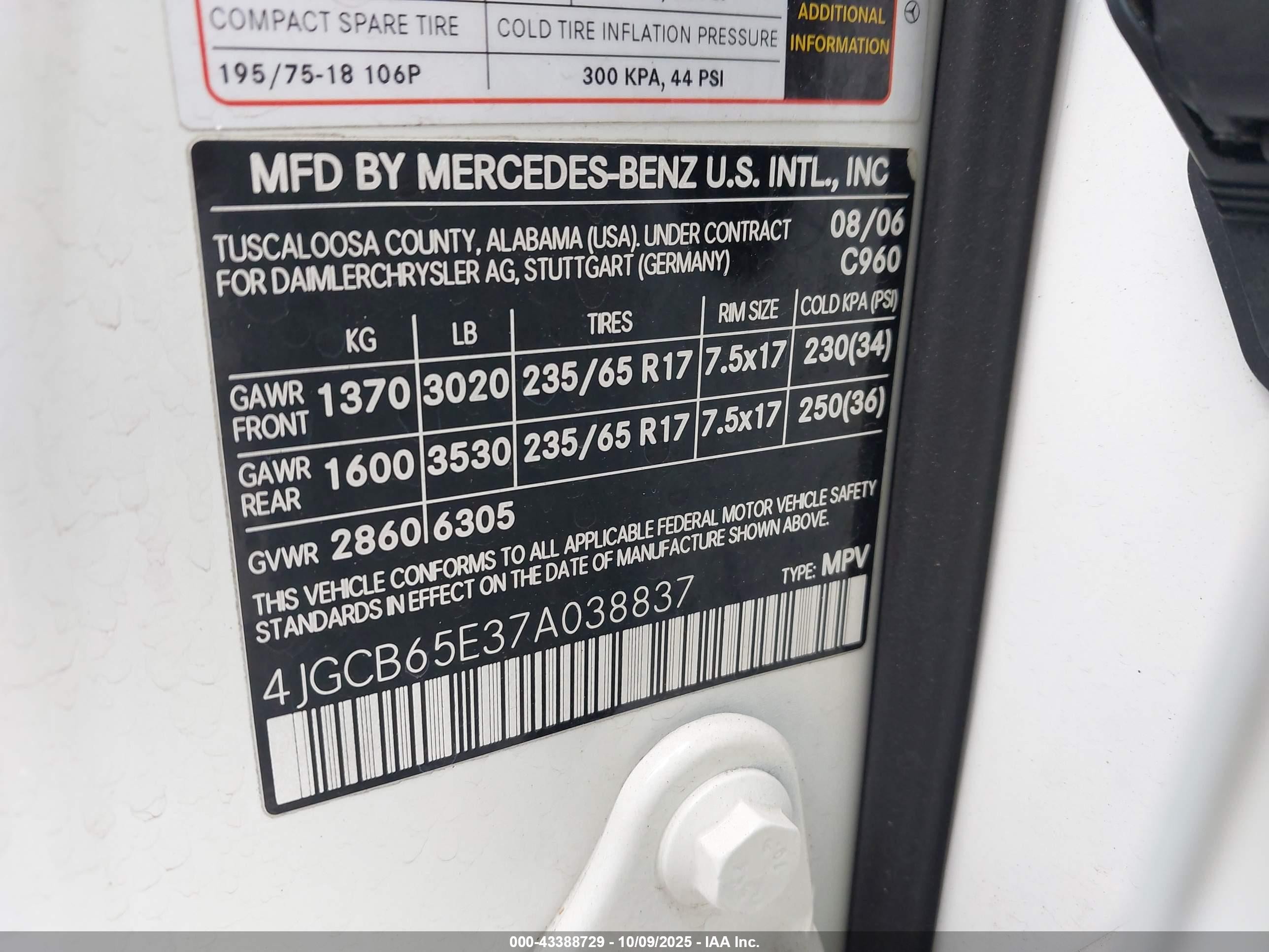 2007 Mercedes-benz R 350 4matic White vin: 4JGCB65E37A038837