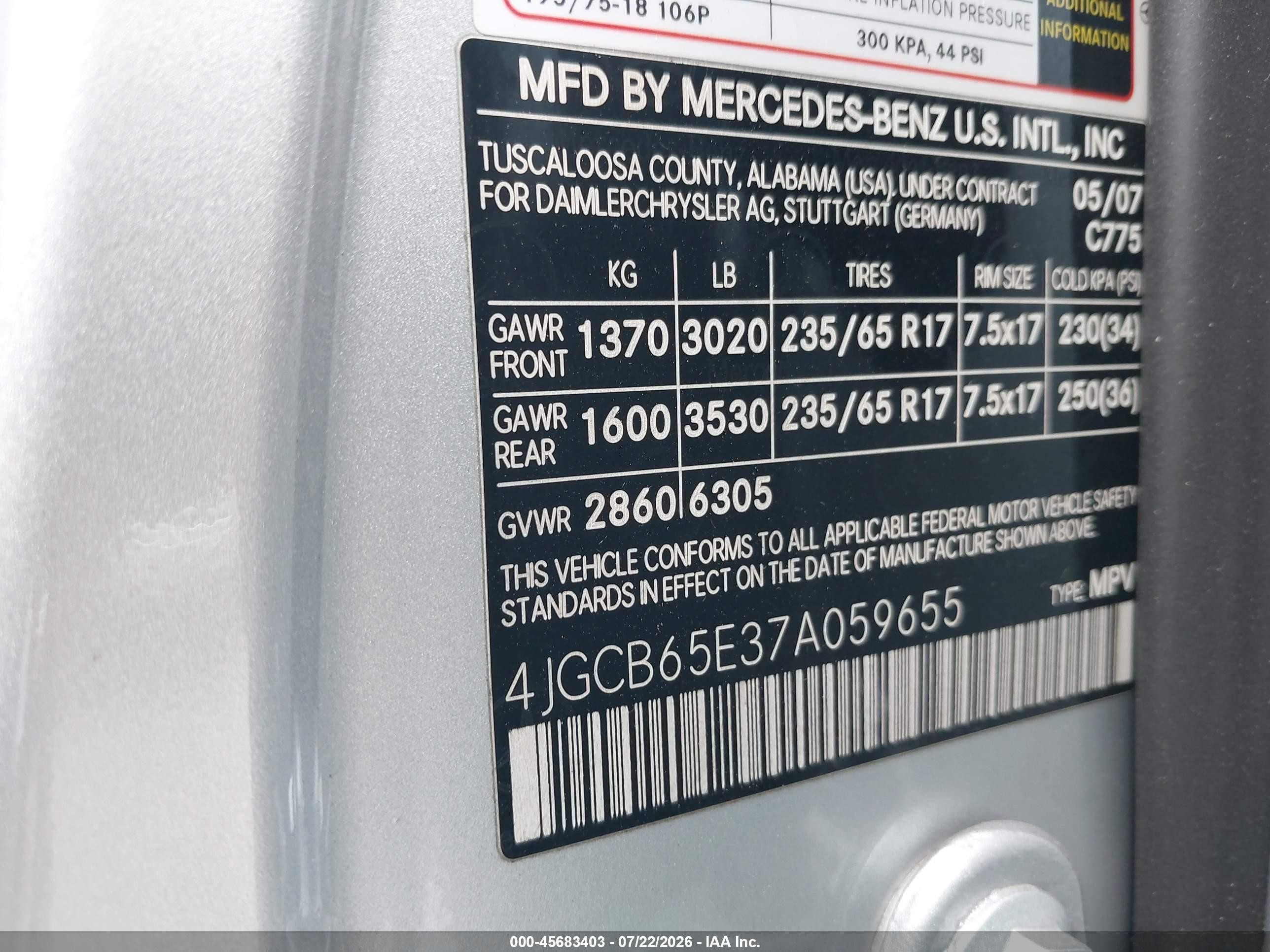 2007 Mercedes-benz R 350 4matic Silver vin: 4JGCB65E37A059655