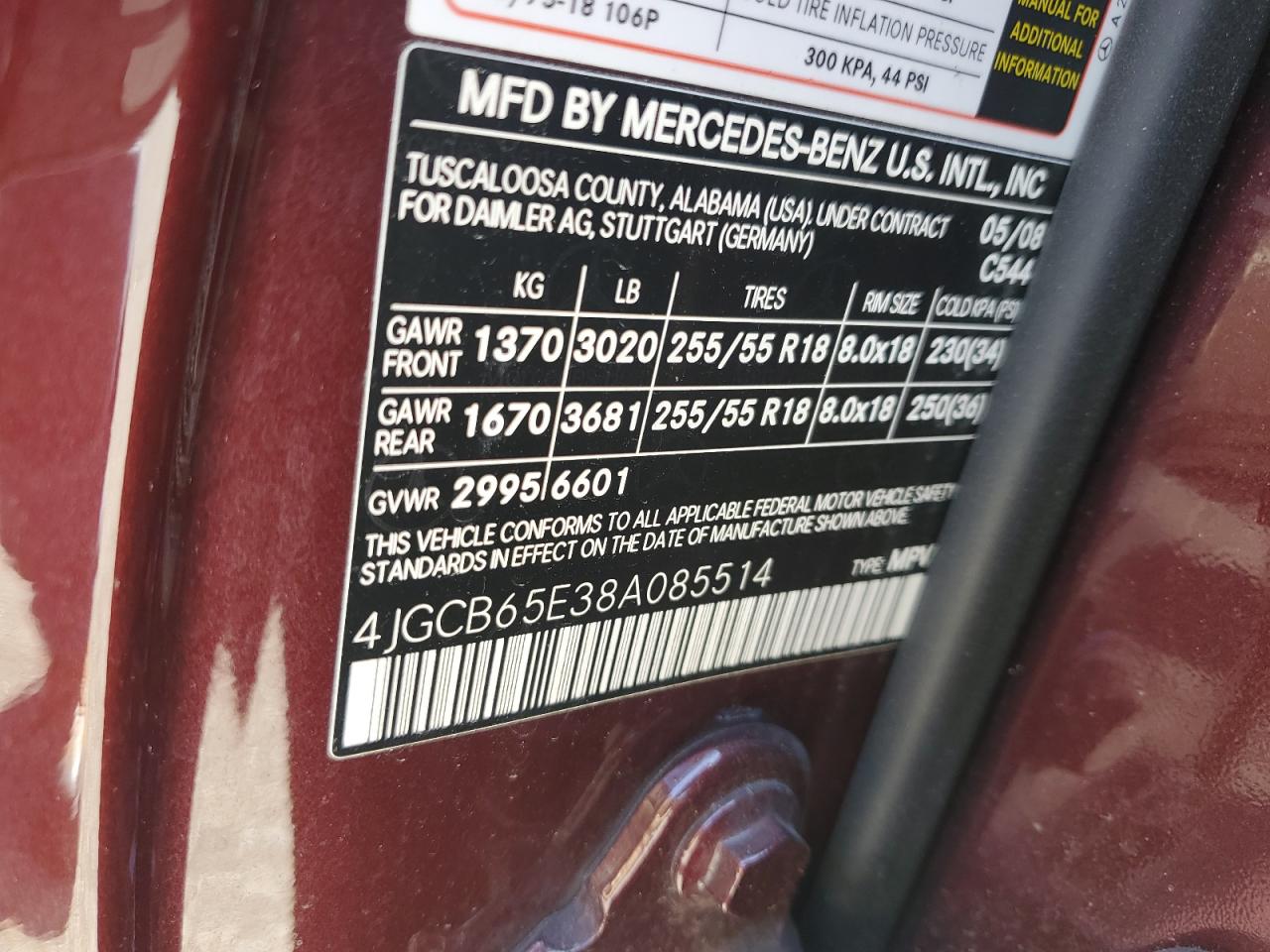 2008 Mercedes-benz R 350 Burgundy vin: 4JGCB65E38A085514