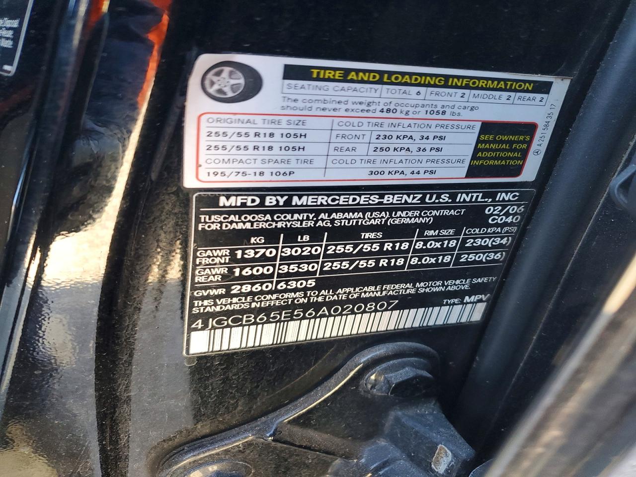 2006 Mercedes-benz R 350 Black vin: 4JGCB65E56A020807