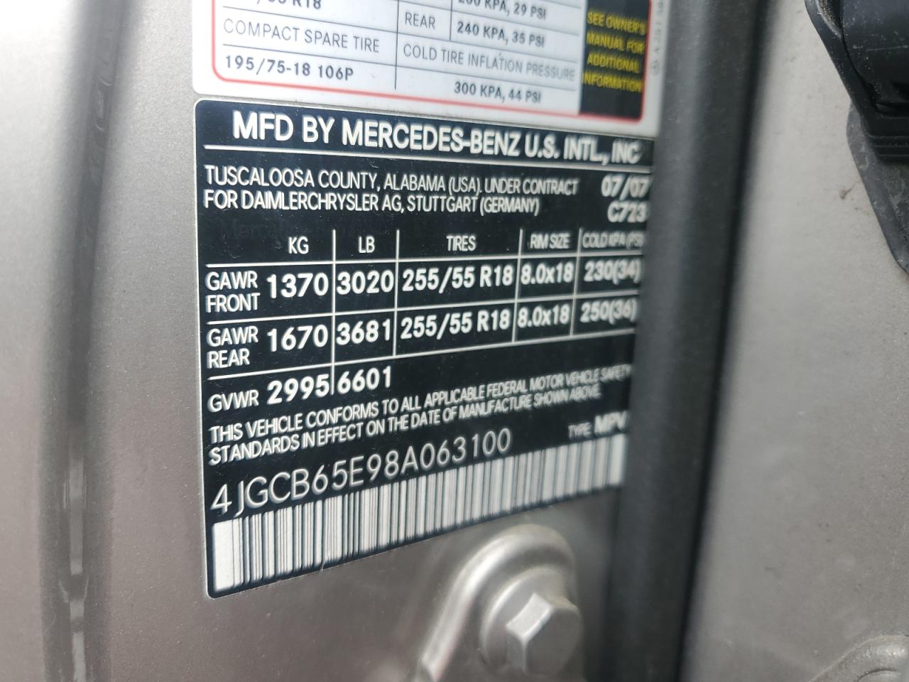 2008 Mercedes-benz R 350 Silver vin: 4JGCB65E98A063100