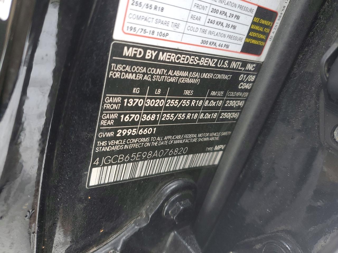 2008 Mercedes-benz R 350 Black vin: 4JGCB65E98A076820