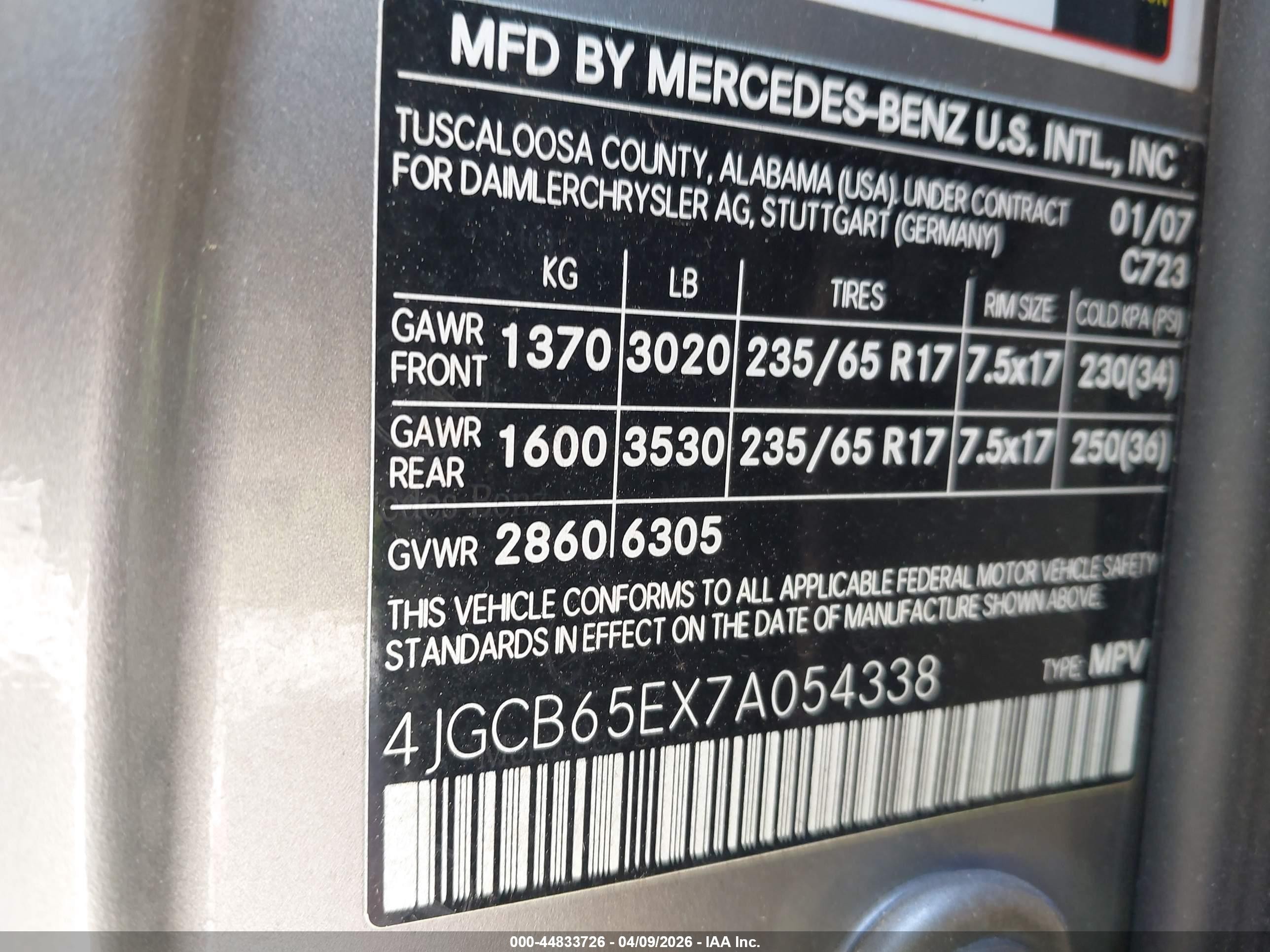 2007 Mercedes-benz R 350 4matic Silver vin: 4JGCB65EX7A054338