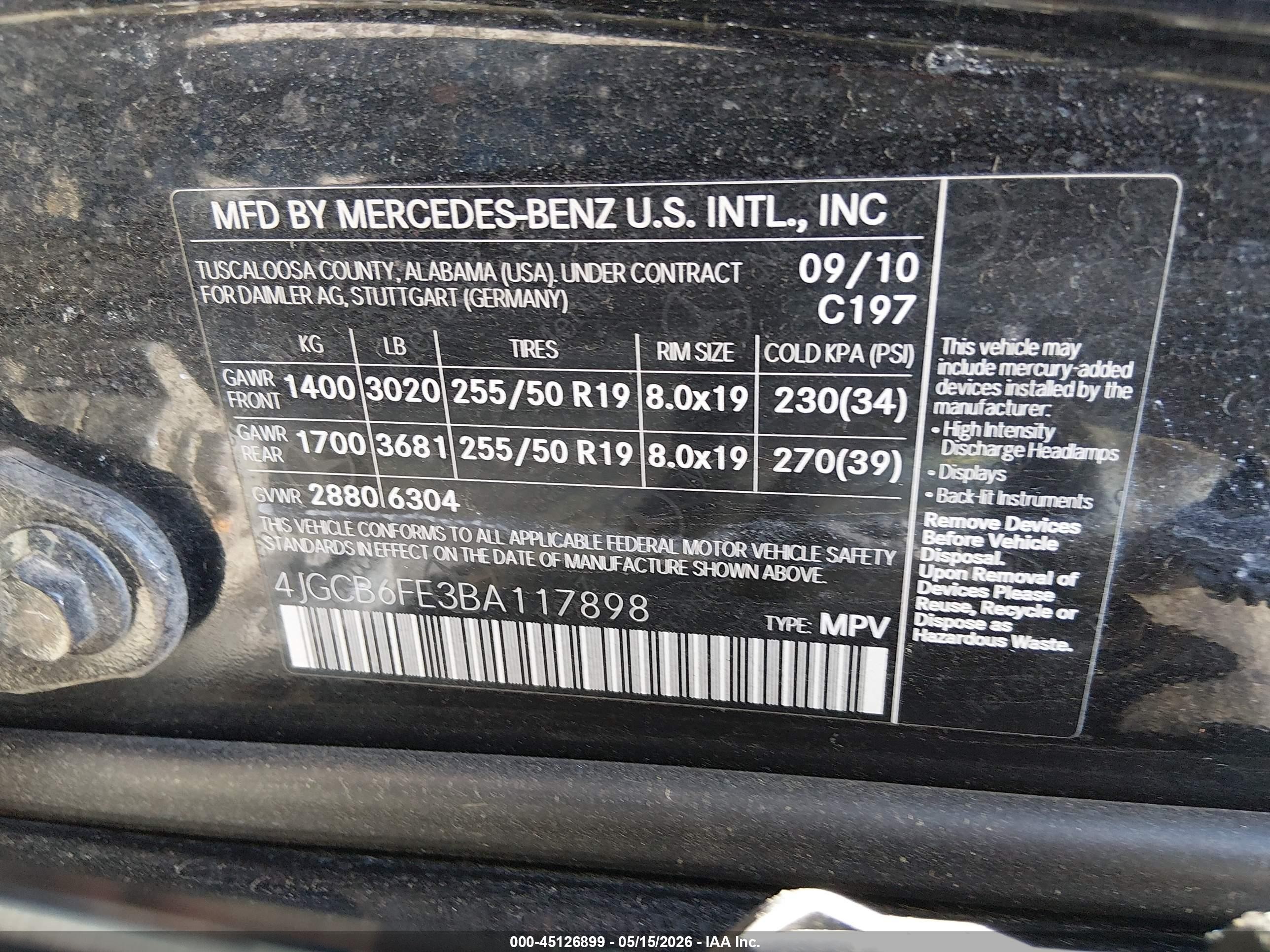 2011 Mercedes-benz R 350 4matic Black vin: 4JGCB6FE3BA117898