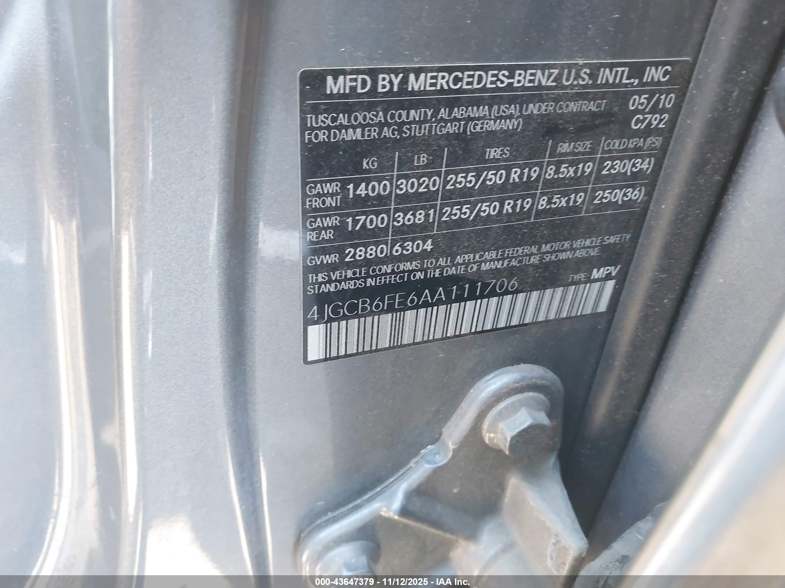 2010 Mercedes-benz R 350 4matic Silver vin: 4JGCB6FE6AA111706