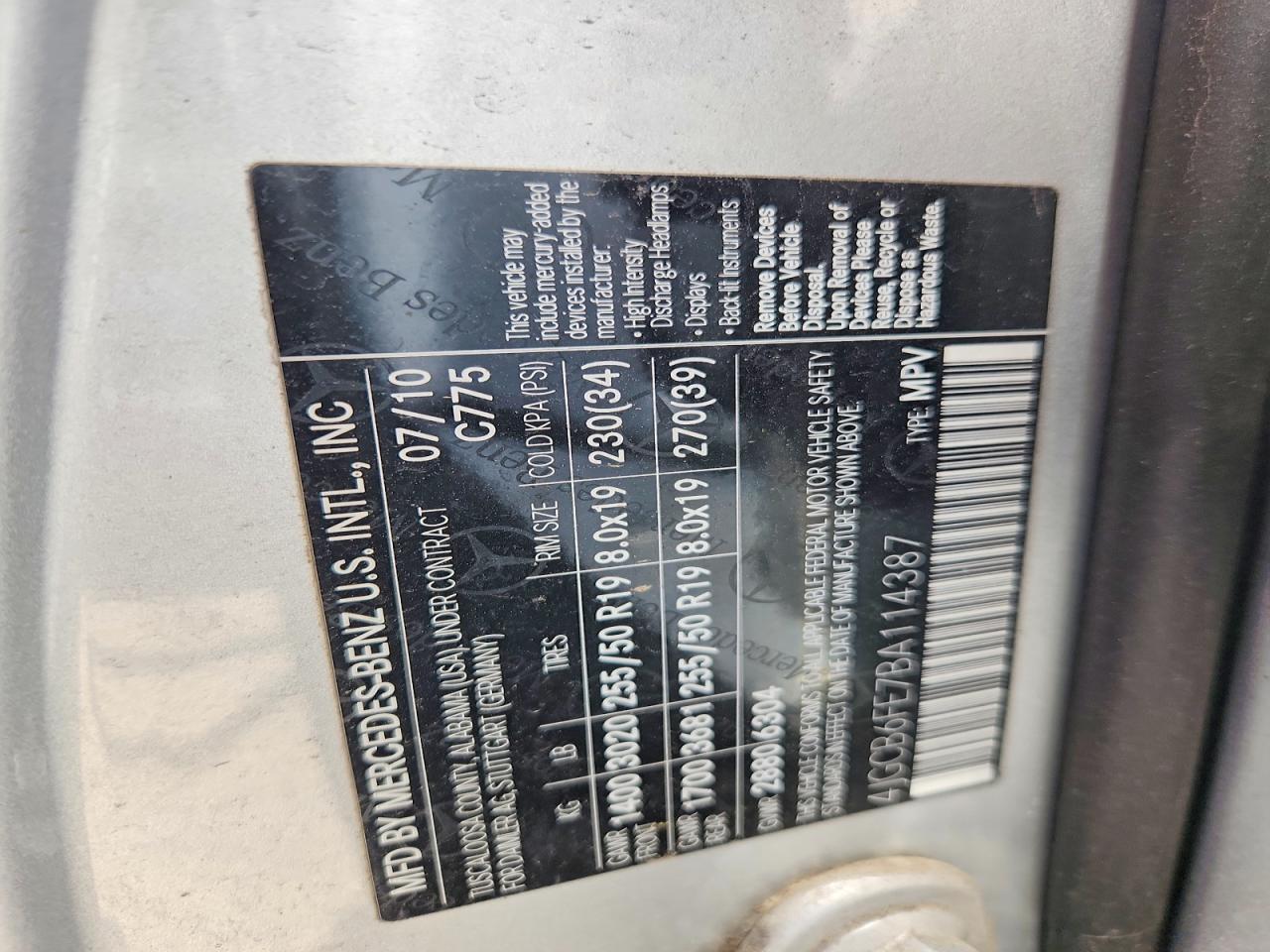 2011 Mercedes-benz R 350 4matic Silver vin: 4JGCB6FE7BA114387