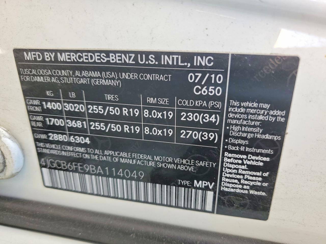 2011 Mercedes-benz R 350 4matic White vin: 4JGCB6FE9BA114049