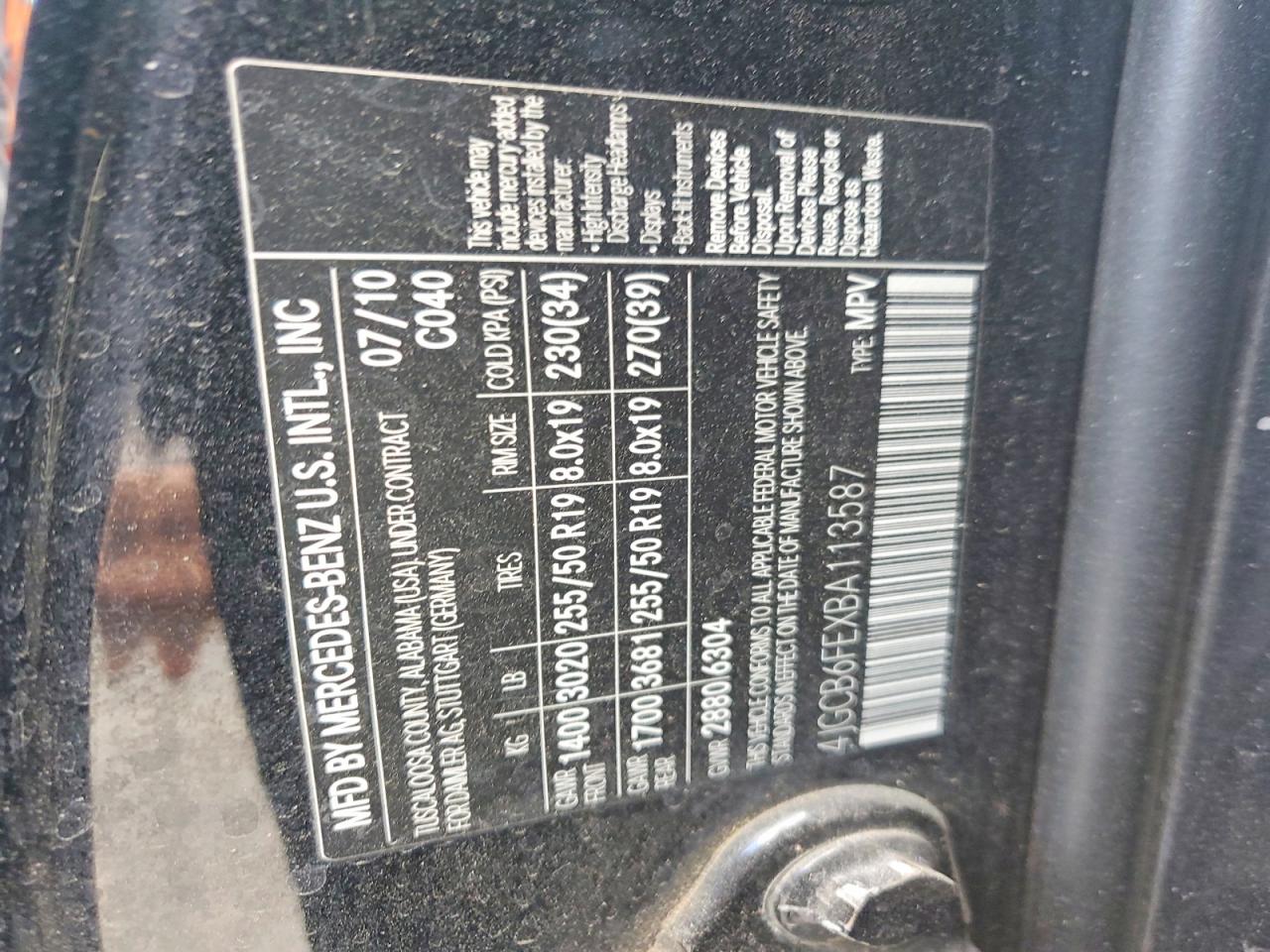 2011 Mercedes-benz R 350 4matic Black vin: 4JGCB6FEXBA113587