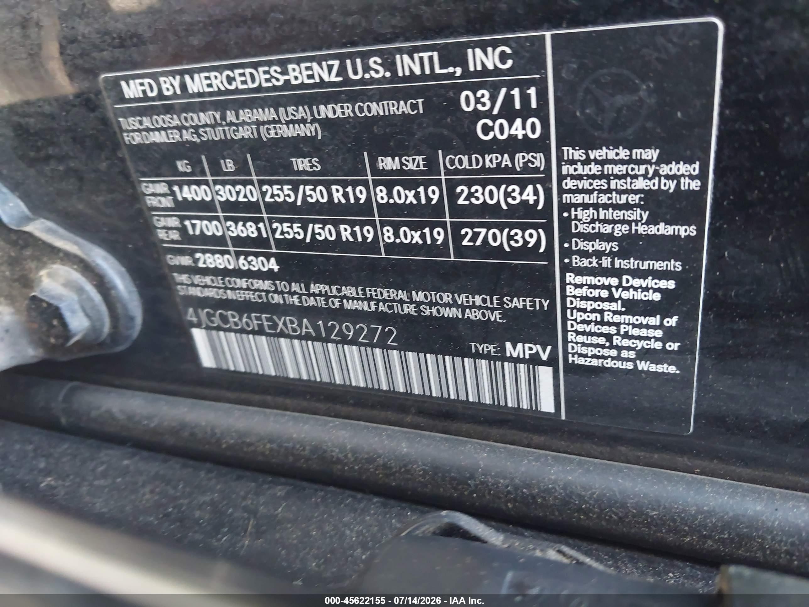 2011 Mercedes-benz R 350 4matic Black vin: 4JGCB6FEXBA129272