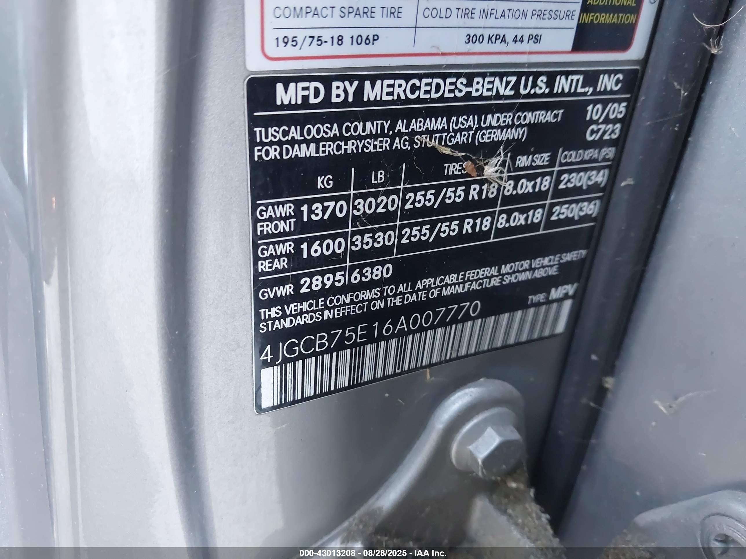 2006 Mercedes-benz R 500 4matic Серый vin: 4JGCB75E16A007770