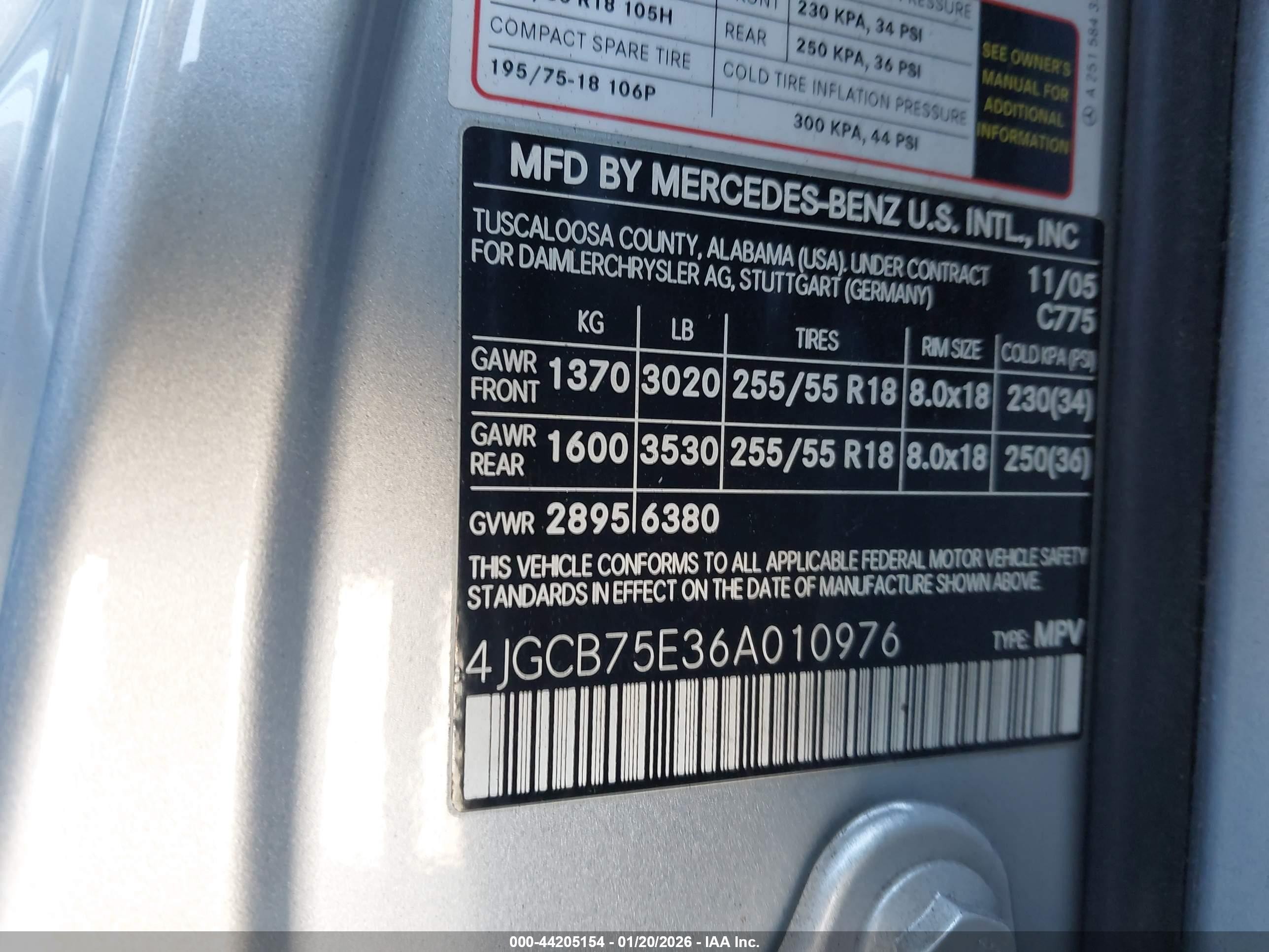 2006 Mercedes-benz R 500 4matic Silver vin: 4JGCB75E36A010976