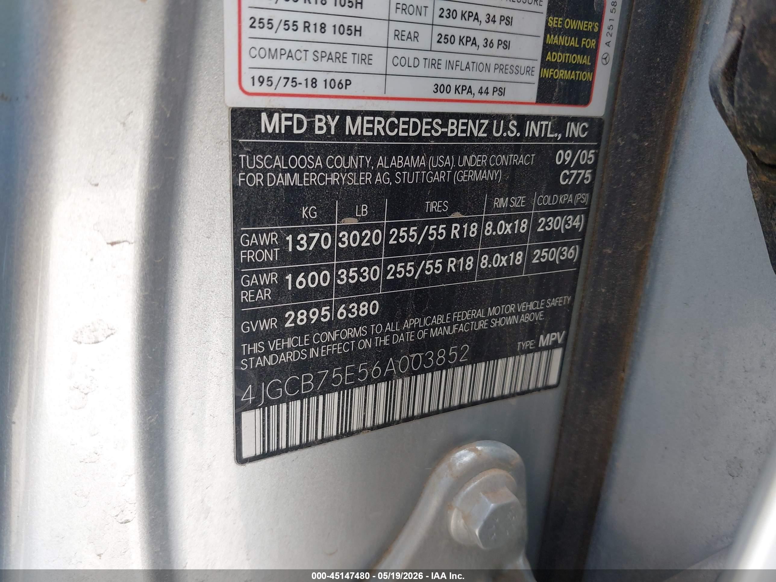 2006 Mercedes-benz R 500 4matic Серебряный vin: 4JGCB75E56A003852