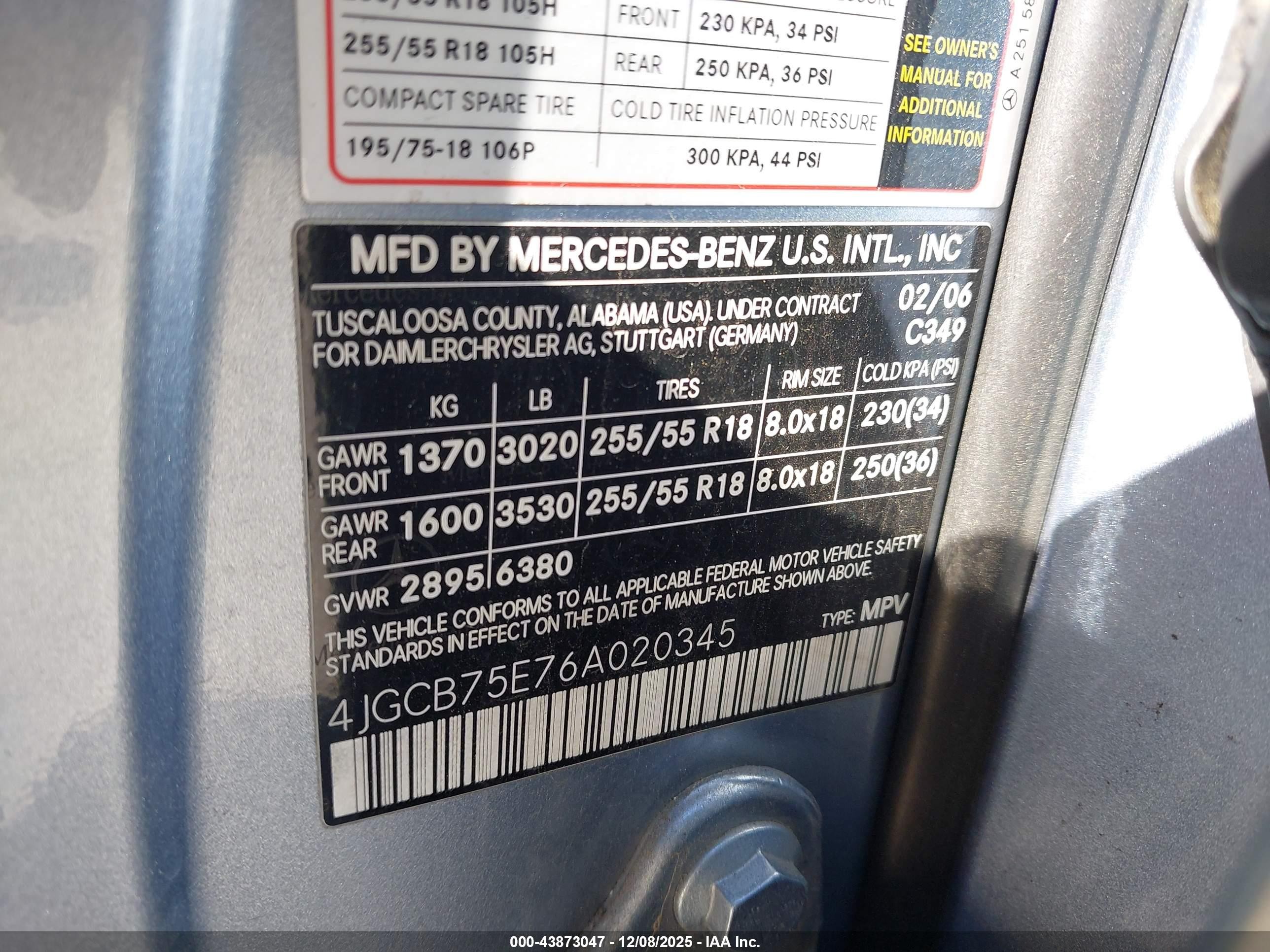 2006 Mercedes-benz R 500 4matic Light Blue vin: 4JGCB75E76A020345