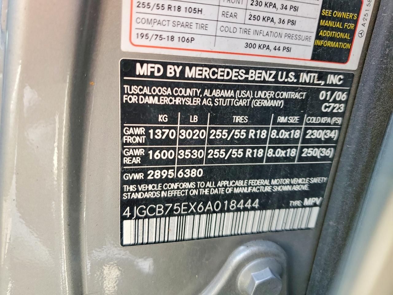 2006 Mercedes-benz R 500 Silver vin: 4JGCB75EX6A018444