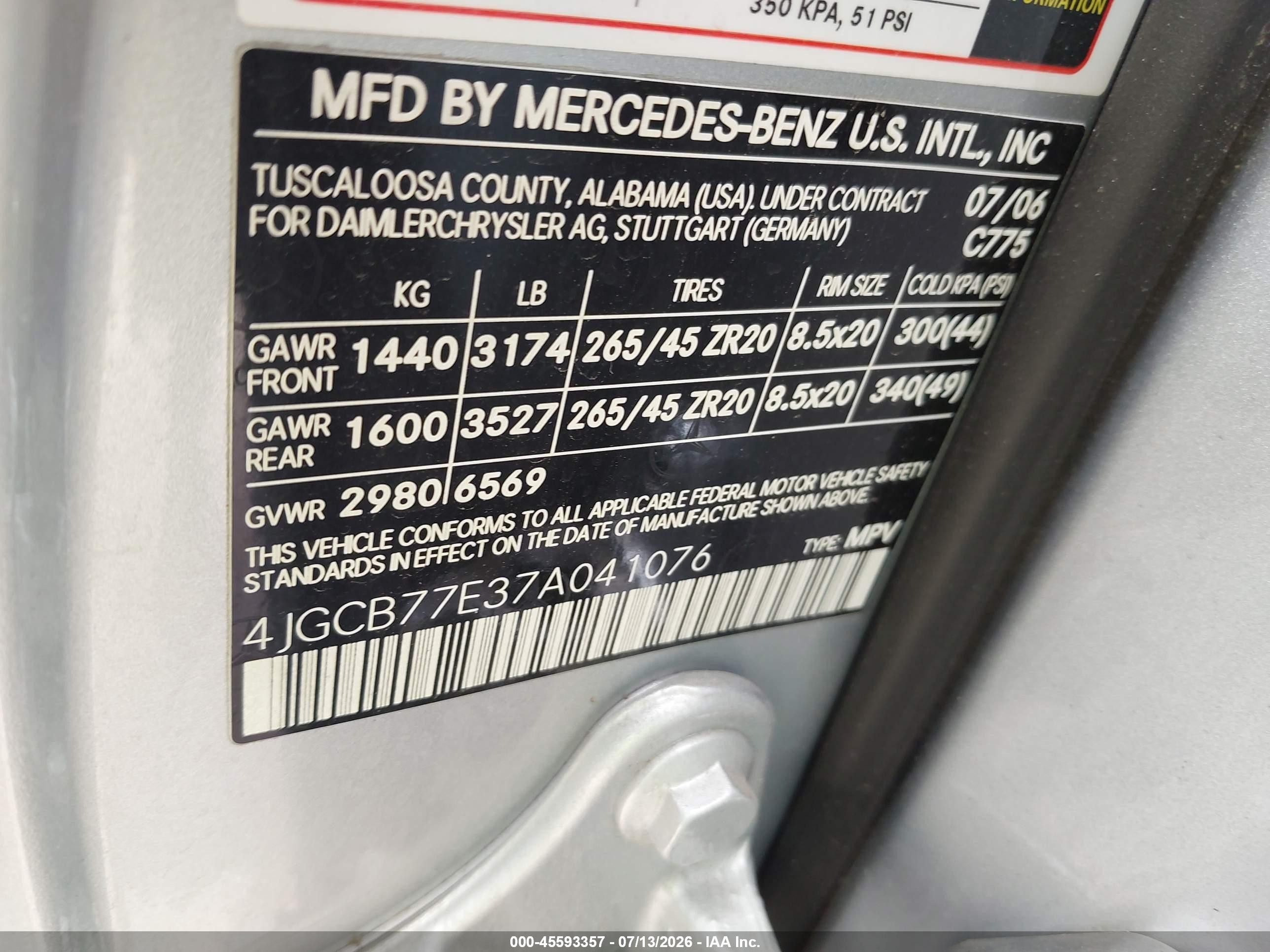2007 Mercedes-benz R 63 Amg 4matic Silver vin: 4JGCB77E37A041076