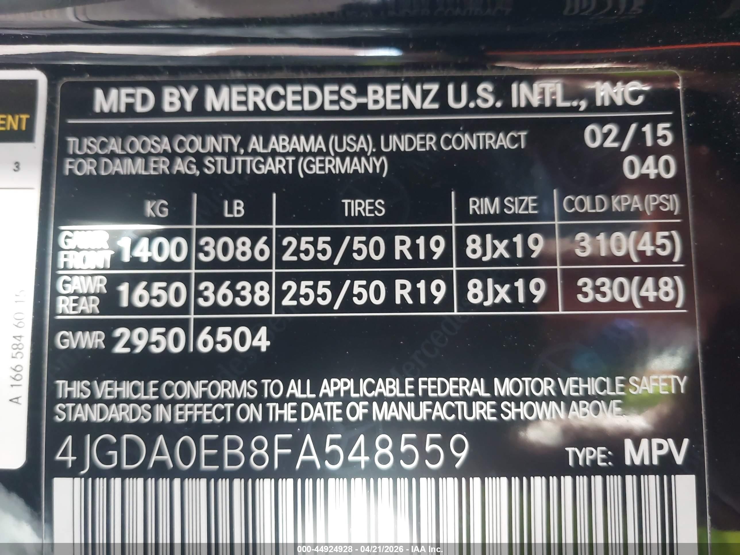2015 Mercedes-benz Ml 250 Bluetec 4matic Black vin: 4JGDA0EB8FA548559