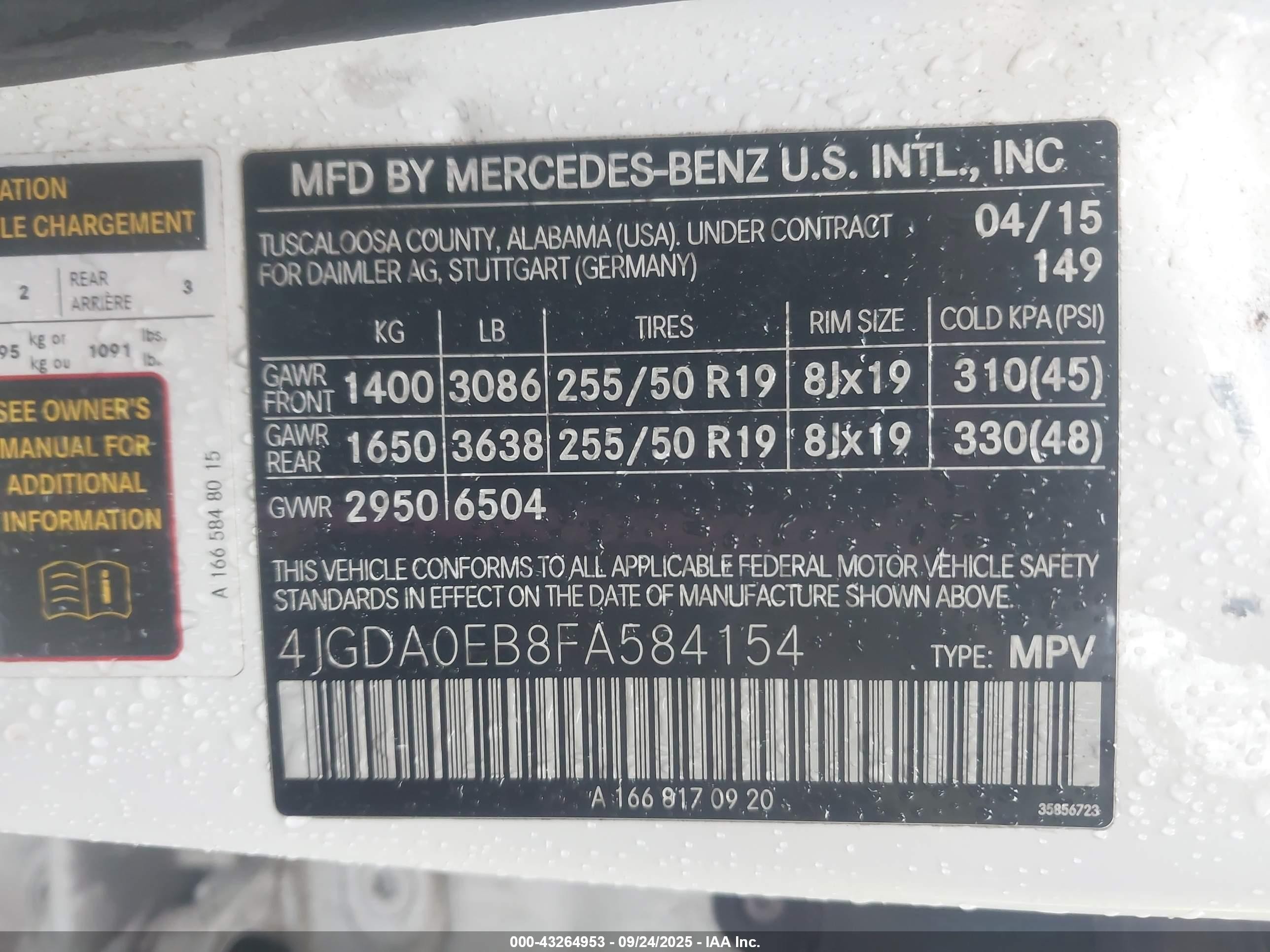2015 Mercedes-benz Ml 250 Bluetec 4matic White vin: 4JGDA0EB8FA584154