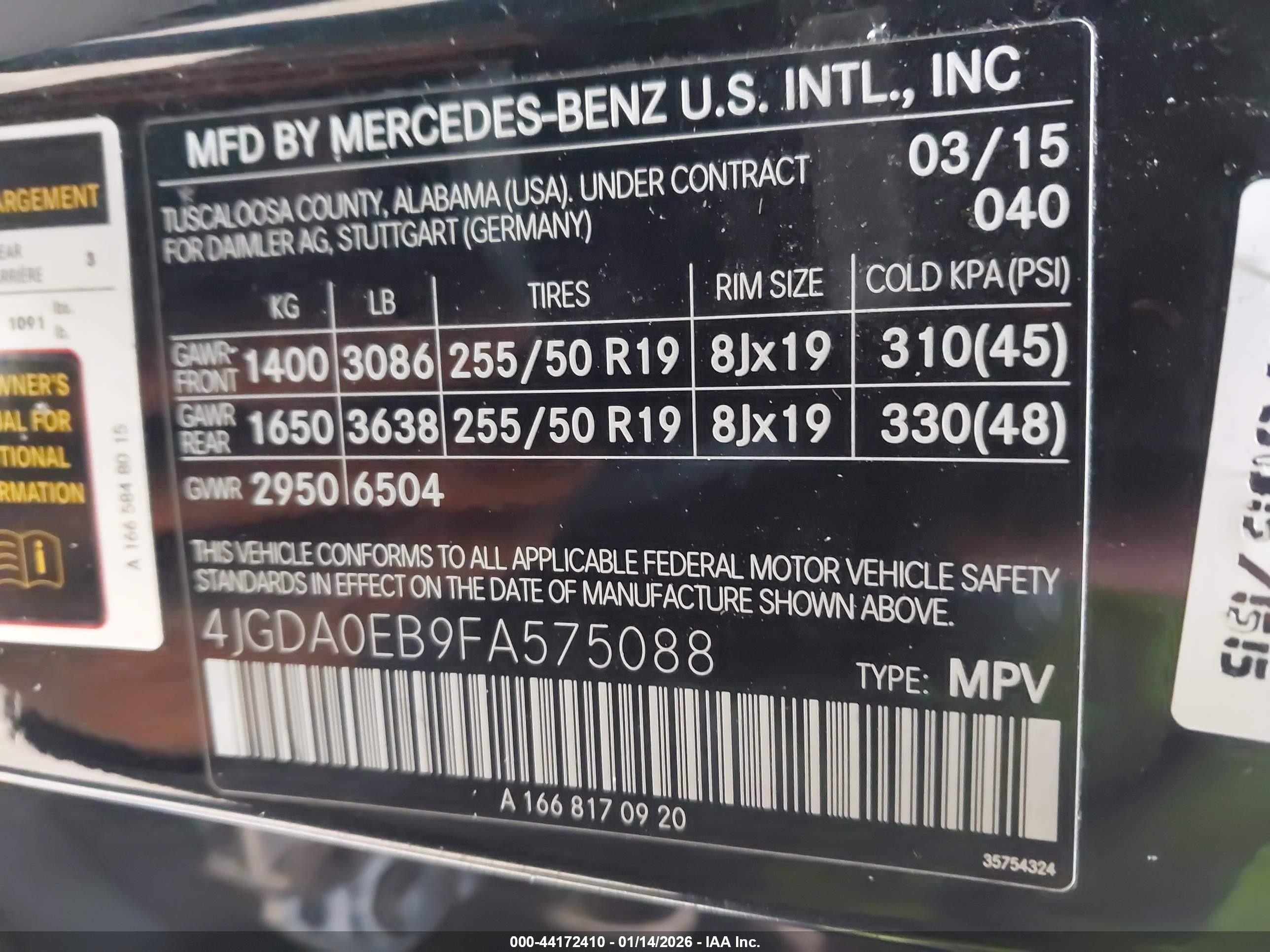 2015 Mercedes-benz Ml 250 Bluetec 4matic Black vin: 4JGDA0EB9FA575088