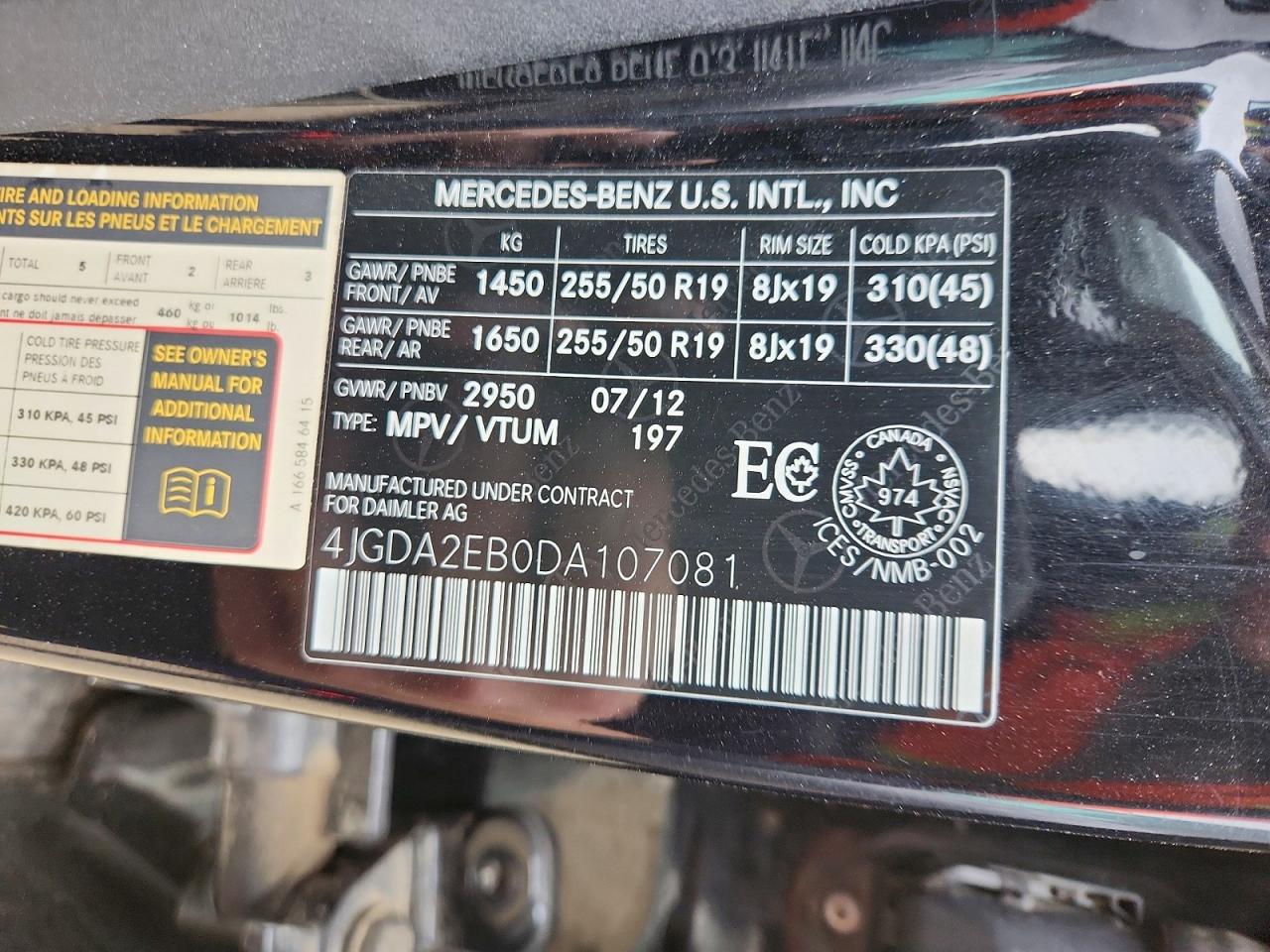 2013 Mercedes-benz Ml 350 Bluetec Black vin: 4JGDA2EB0DA107081