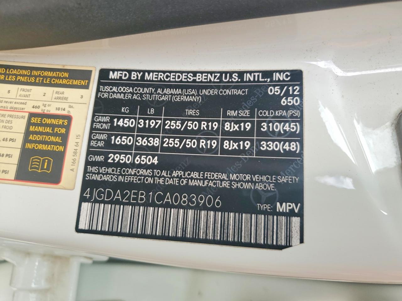 2012 Mercedes-benz Ml 350 Bluetec White vin: 4JGDA2EB1CA083906