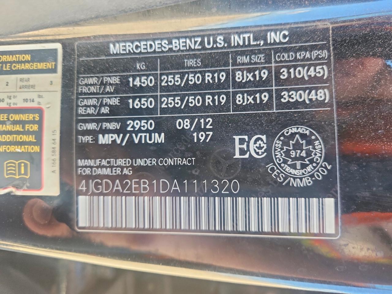 2013 Mercedes-benz Ml 350 Bluetec Black vin: 4JGDA2EB1DA111320
