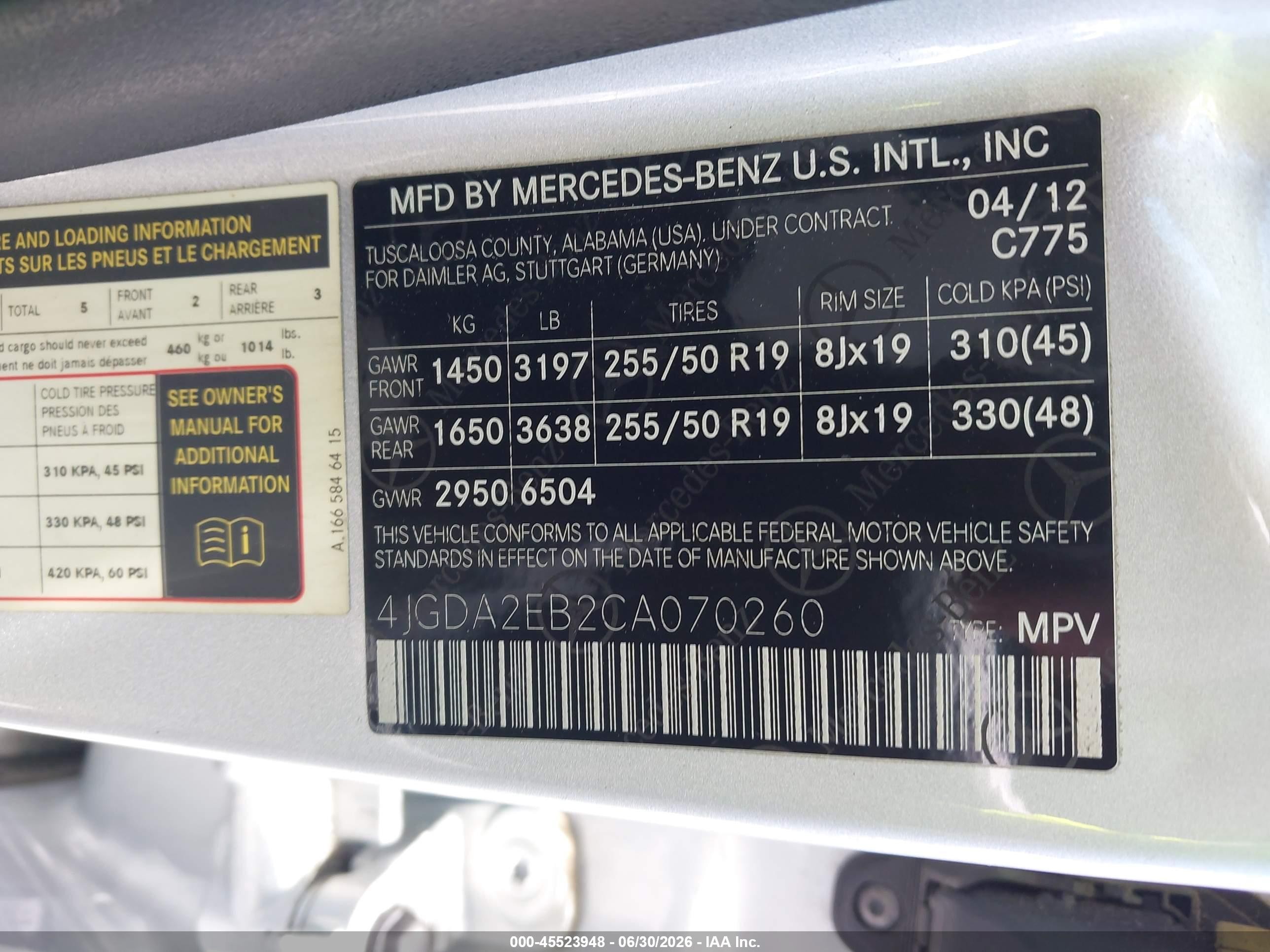 2012 Mercedes-benz Ml 350 Bluetec 4matic Silver vin: 4JGDA2EB2CA070260