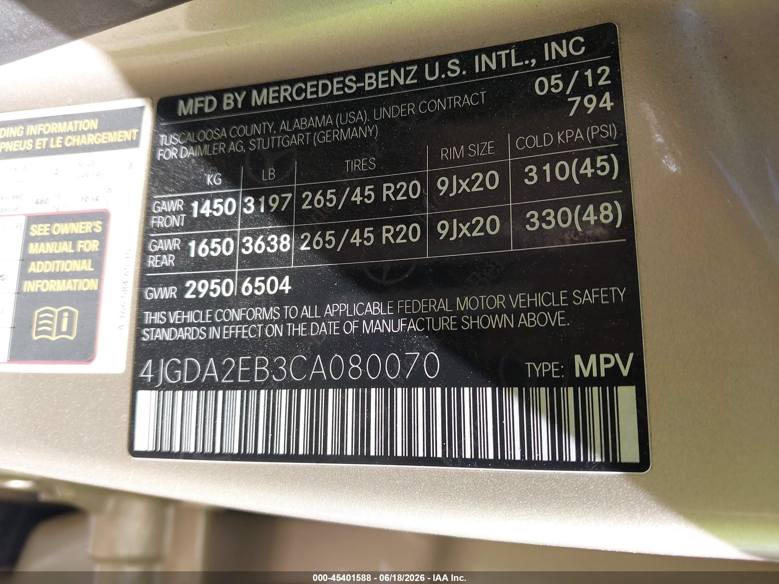 2012 Mercedes-benz Ml 350 Bluetec 4matic Gold vin: 4JGDA2EB3CA080070