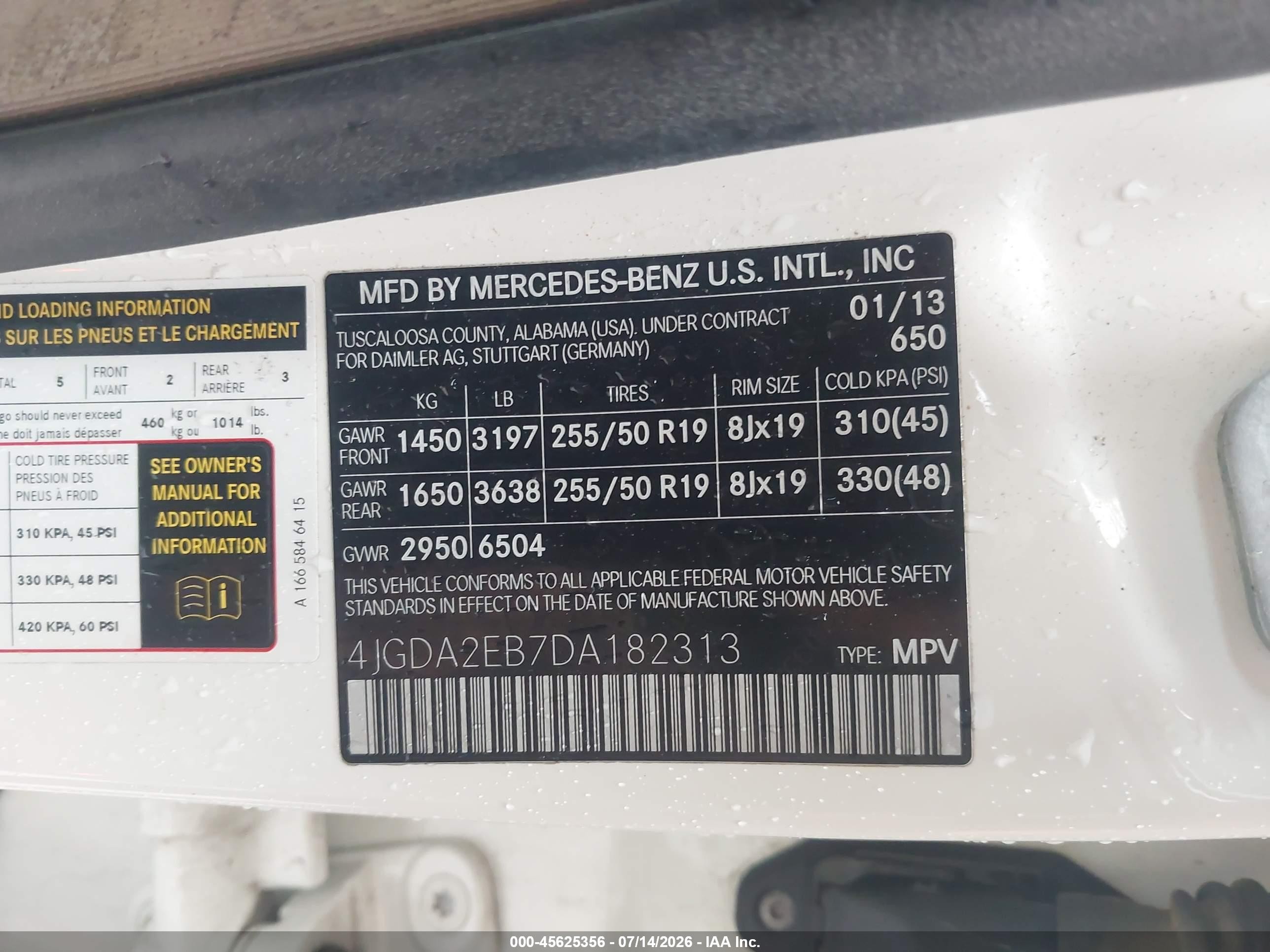 2013 Mercedes-benz Ml 350 Bluetec 4matic Champagne vin: 4JGDA2EB7DA182313