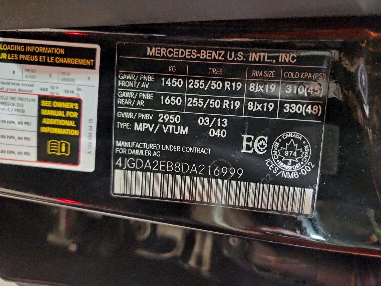 2013 Mercedes-benz Ml 350 Bluetec Black vin: 4JGDA2EB8DA216999
