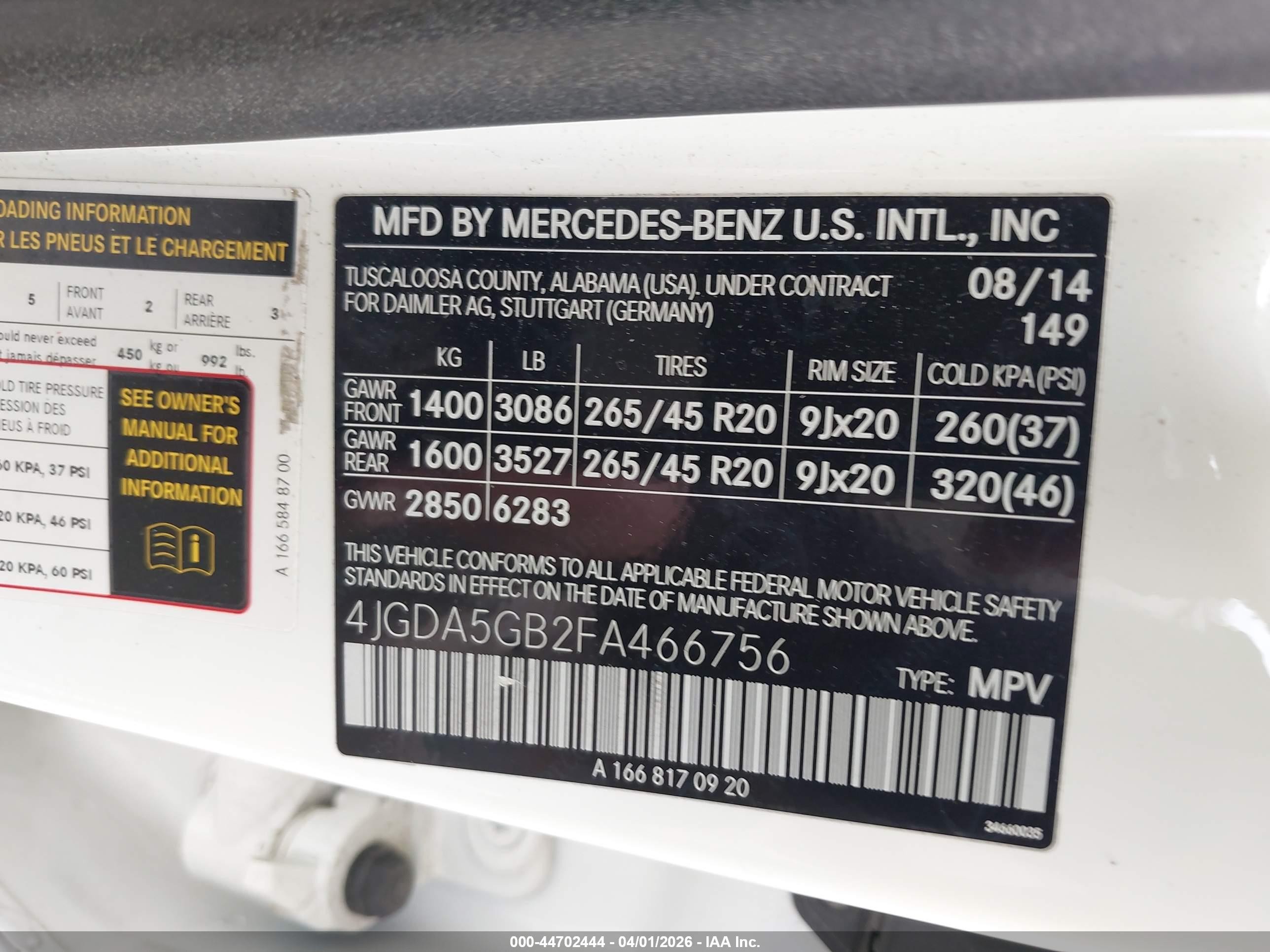 2015 Mercedes-benz Ml 400 4matic White vin: 4JGDA5GB2FA466756