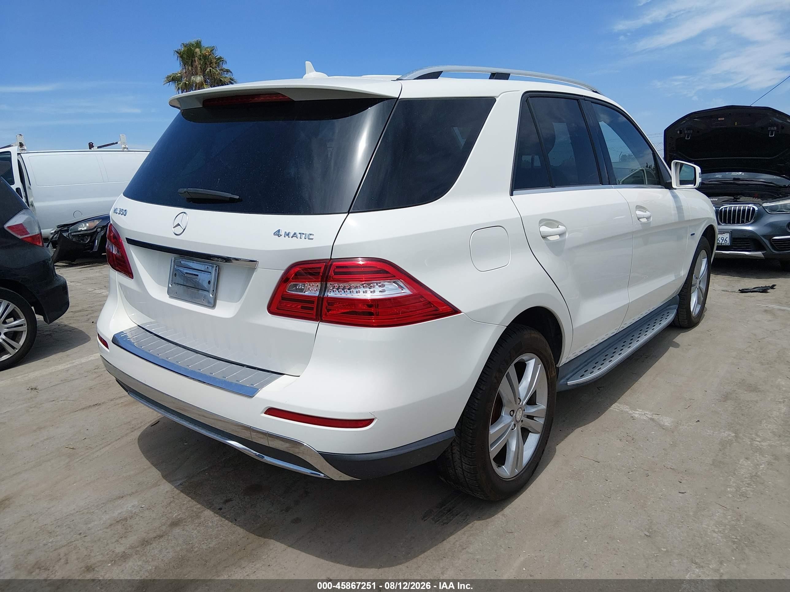 2012 Mercedes-benz Ml 350 4matic White vin: 4JGDA5HB0CA017604