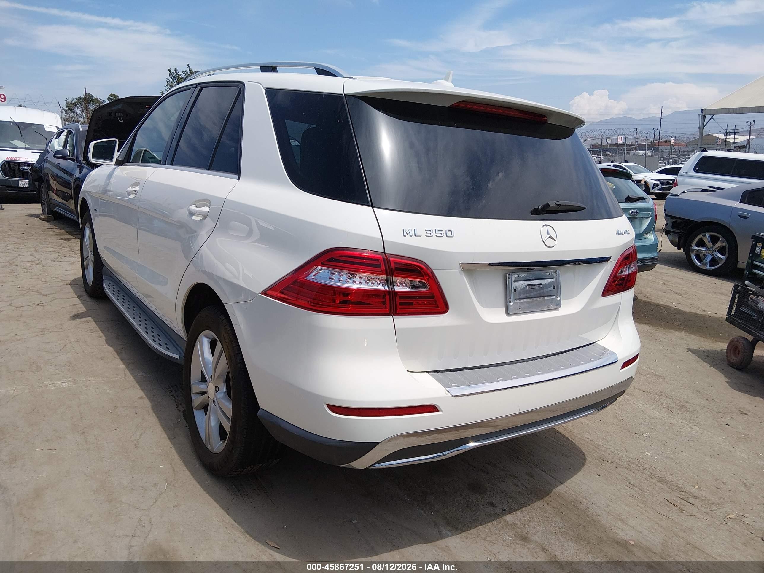 2012 Mercedes-benz Ml 350 4matic White vin: 4JGDA5HB0CA017604